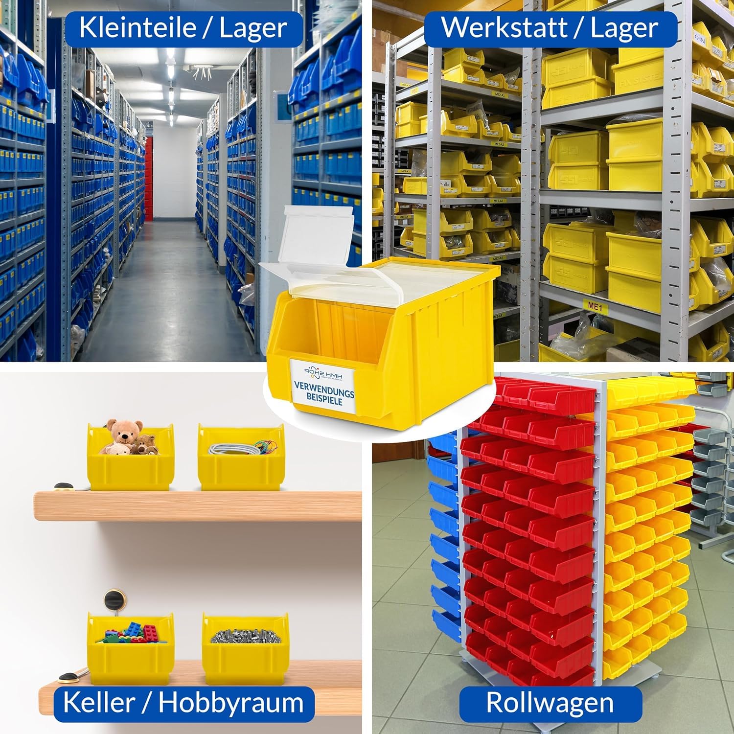 HMH Stapelboxen XL 489x304x185mm Sichtlagerboxen ROT Aufbewahrung
