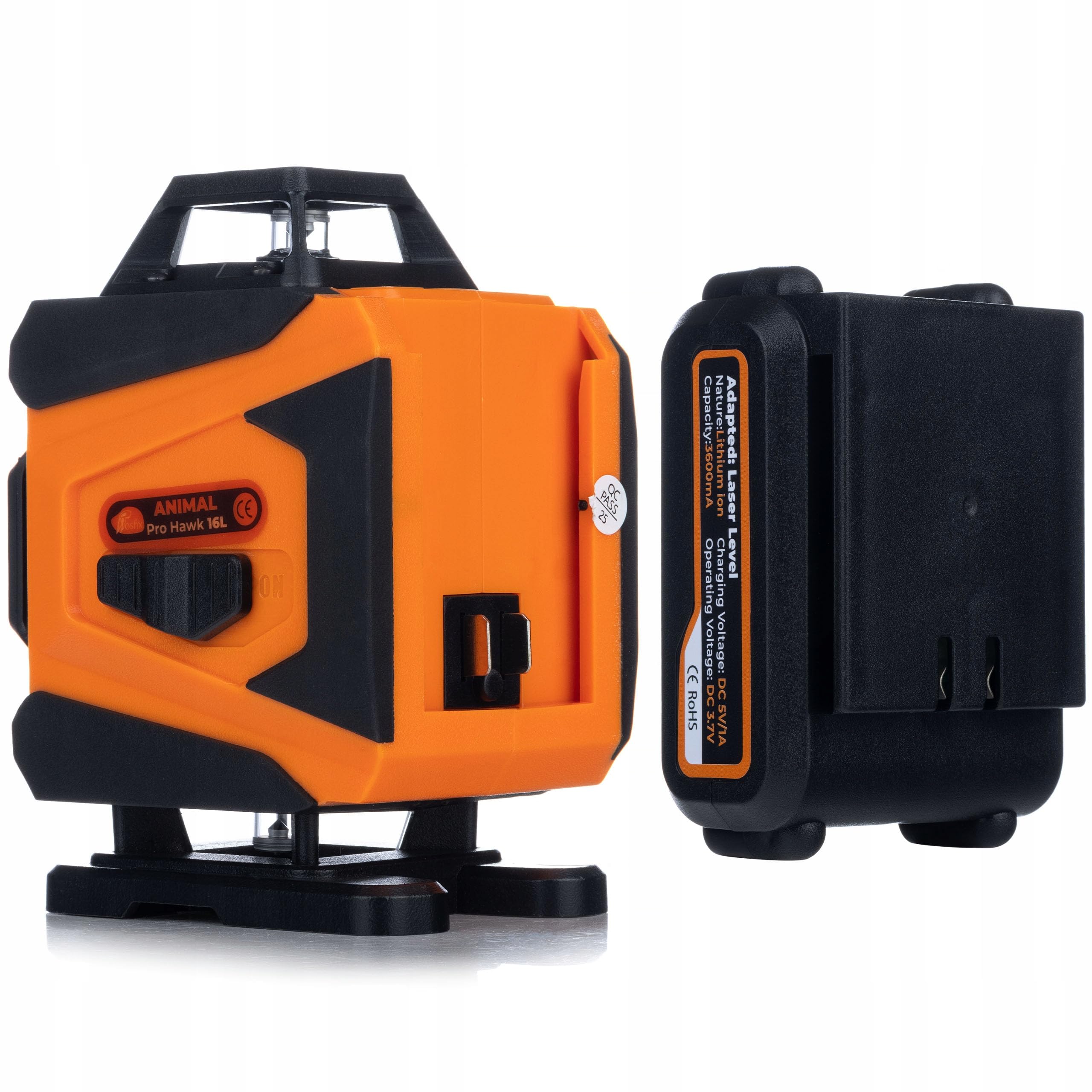 Rosfix Animal Pro Hawk RAPH 16L - Láser cruzado de 16 líneas | IP54, USB-C, 2 x Li-ion, mando a distancia | Construcción e instalaciones | Kit de nivel láser con trípode y maletín