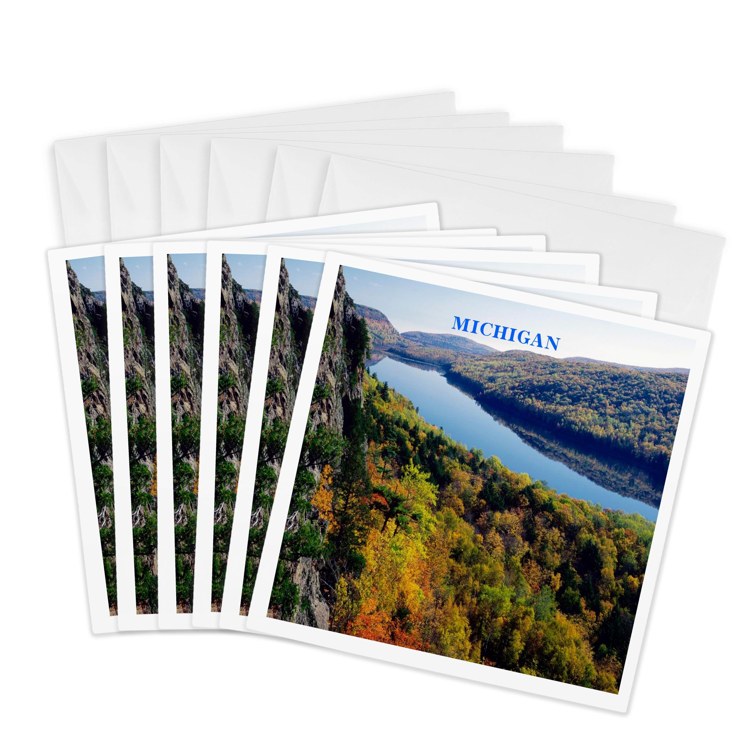 3dRose gc_61957_1 6 x 6-Inch "Porkupine Mt Michigan" Greeting Card (Pack of 6)