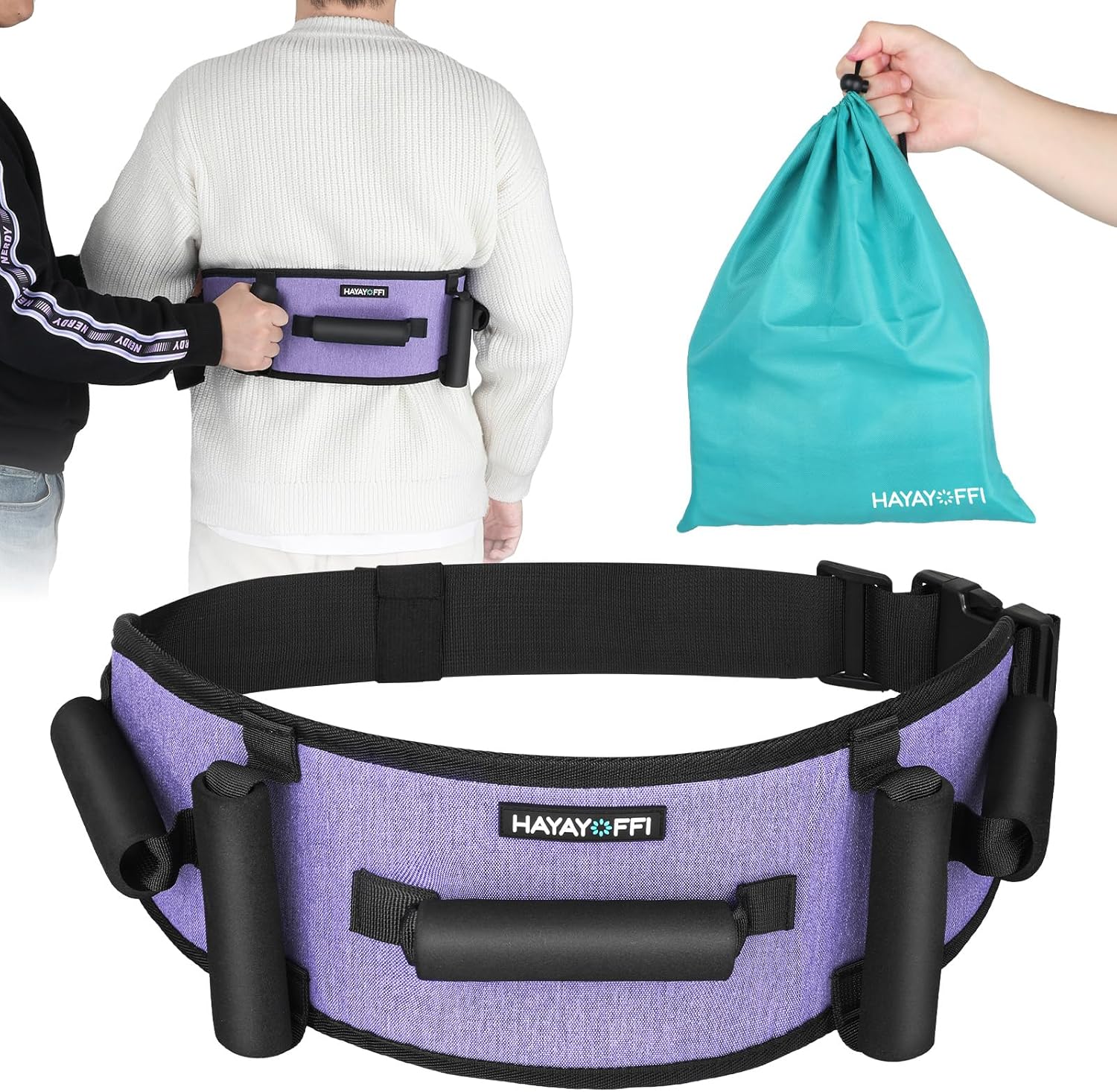 Gait Belts Transfer Belt for Seniors with Padding Handles, Gate Belt for Elderly Lift Belts with Quick Release Buckle Anti-Slip Function Transfer Belt for Handicap, Physical Therapy (Purple)