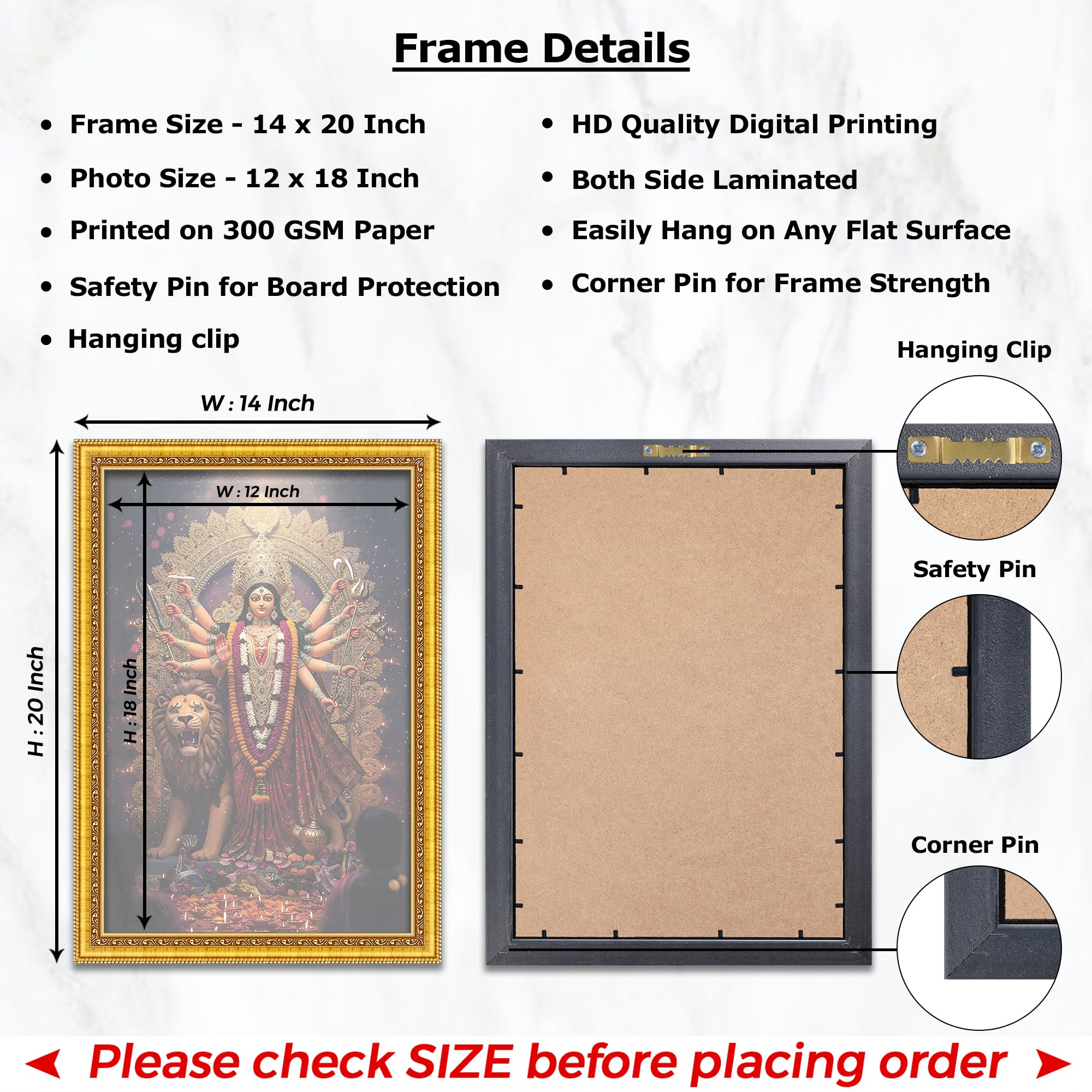 Durga Maa Photo Frame - Divine Wall Art -3