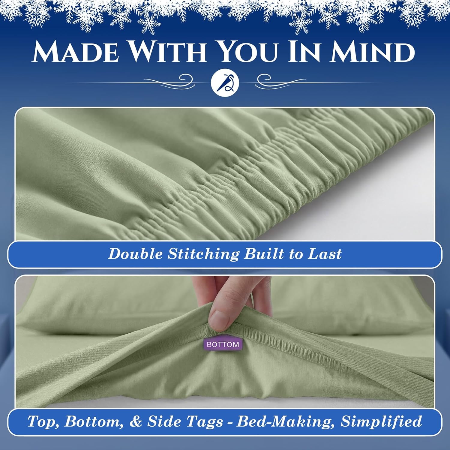 Cooling Fitted Sheet Full Size - 1 PC BreezeWeave Cooling Sheets for Hot Sleepers & Cool Rest w/ 16 in Deep Pocket - Corner Straps, Cloud Soft, Ultra Durable - 52 x 72 in (Sage Green)