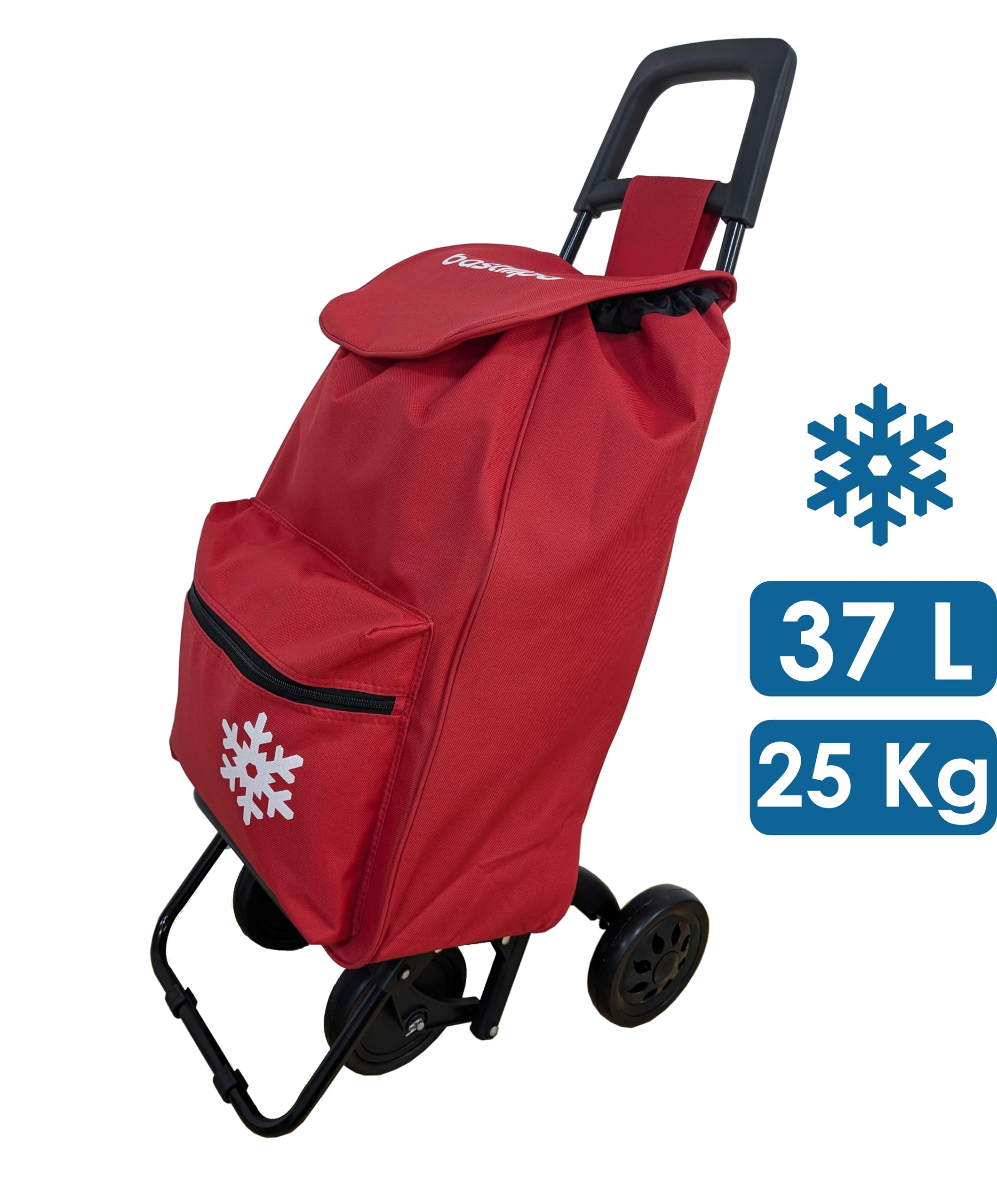 Bastilipo - Wózek sklepowy Bastilipo z 4 składanymi kółkami o pojemności 37 l, Alex bordowo-czerwony