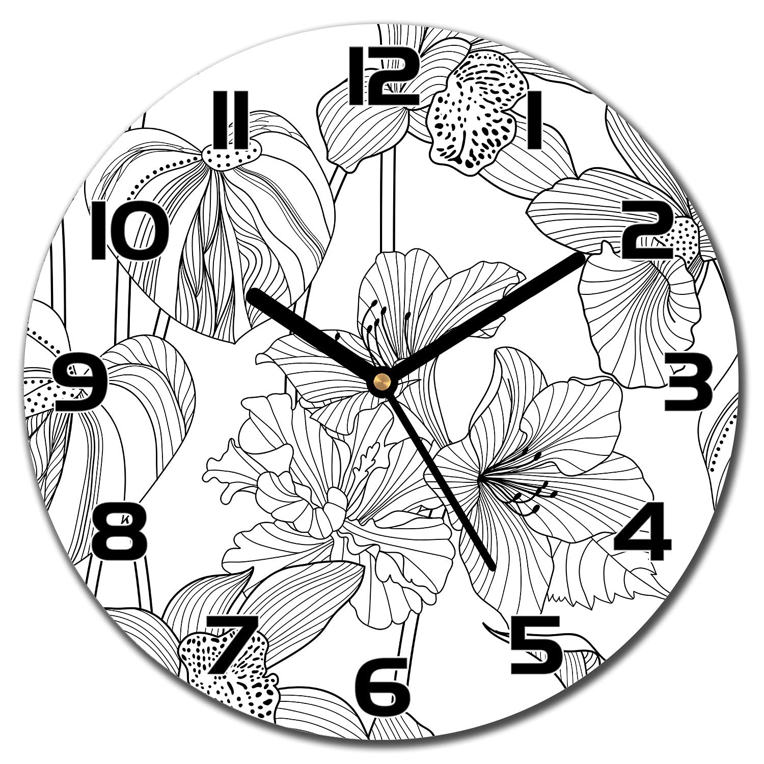 Horloge en verre de securite haute qualite Coloray Floralin design 30 cm