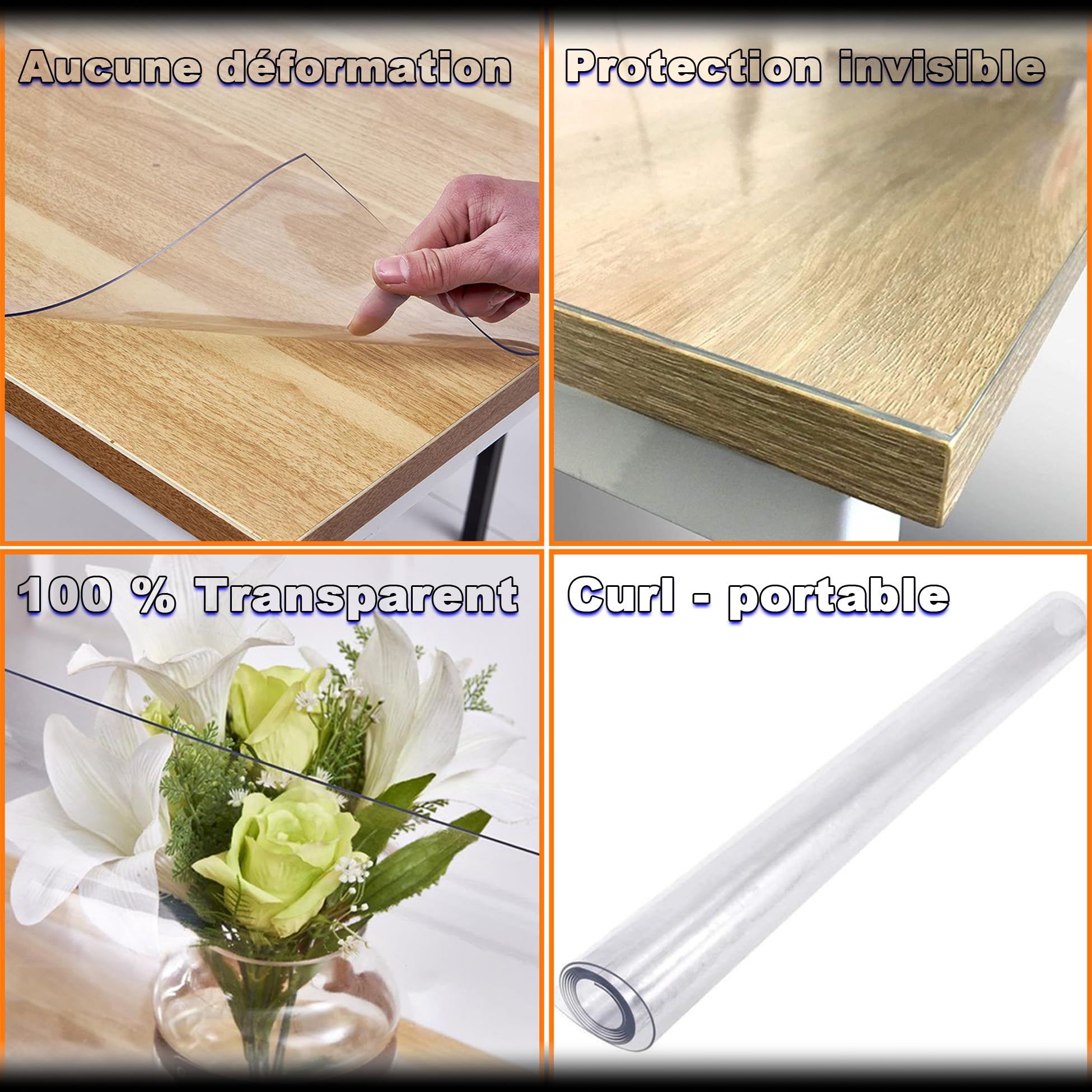 Tovaglia rettangolare trasparente, 60 x 110 cm, lavabile, antigraffio, antistrappo, copertura per tavolo da esterno, universale, per studenti, sala da pranzo, 1,5 mm di spessore