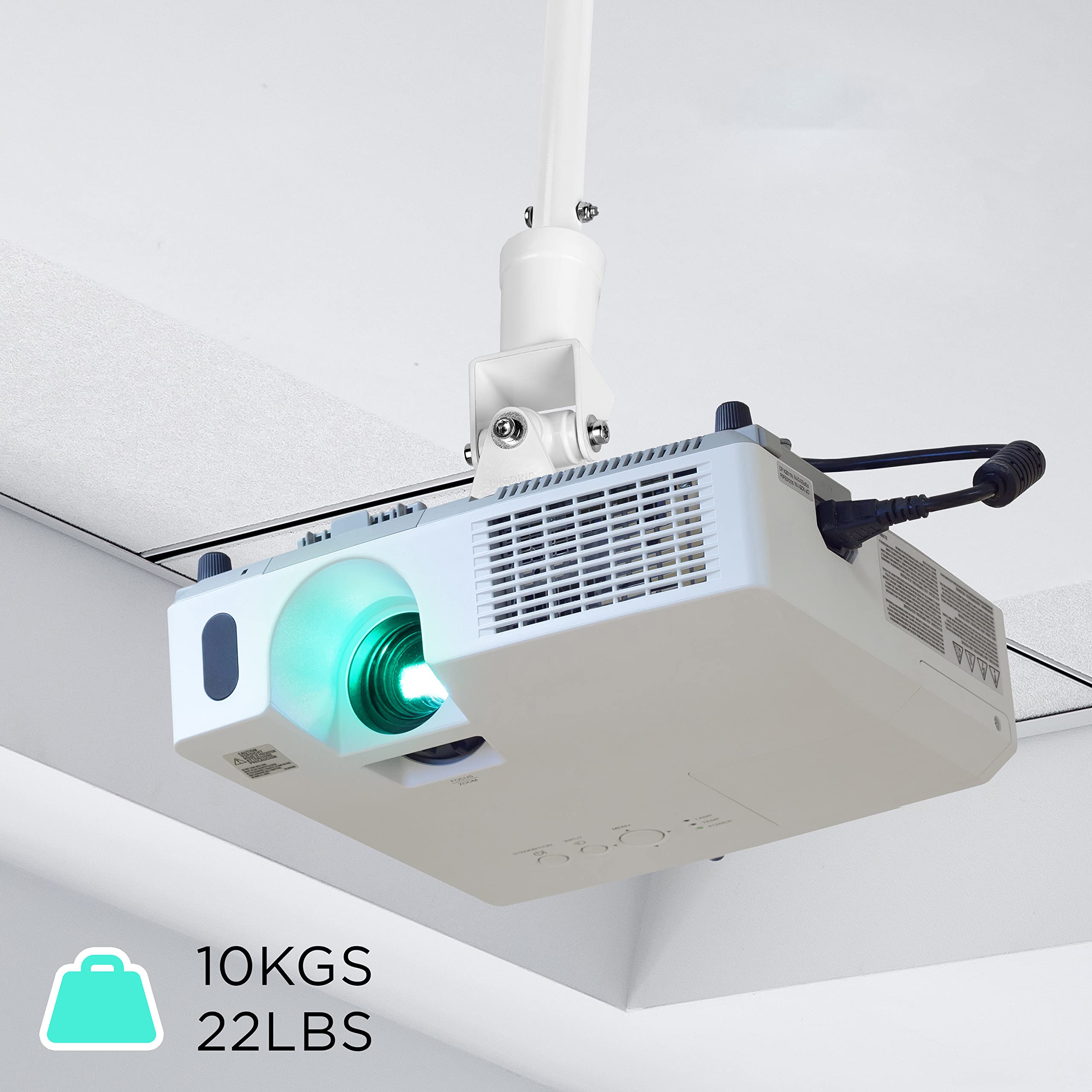 Duronic PB08XL, Soporte para Proyector, Capacidad de 10 kg, Universal | Soporte de Montaje Extra Largo para Techo, Robusto, Fijaciones Incluidas, Rotación de 360°, Rotación de 180°