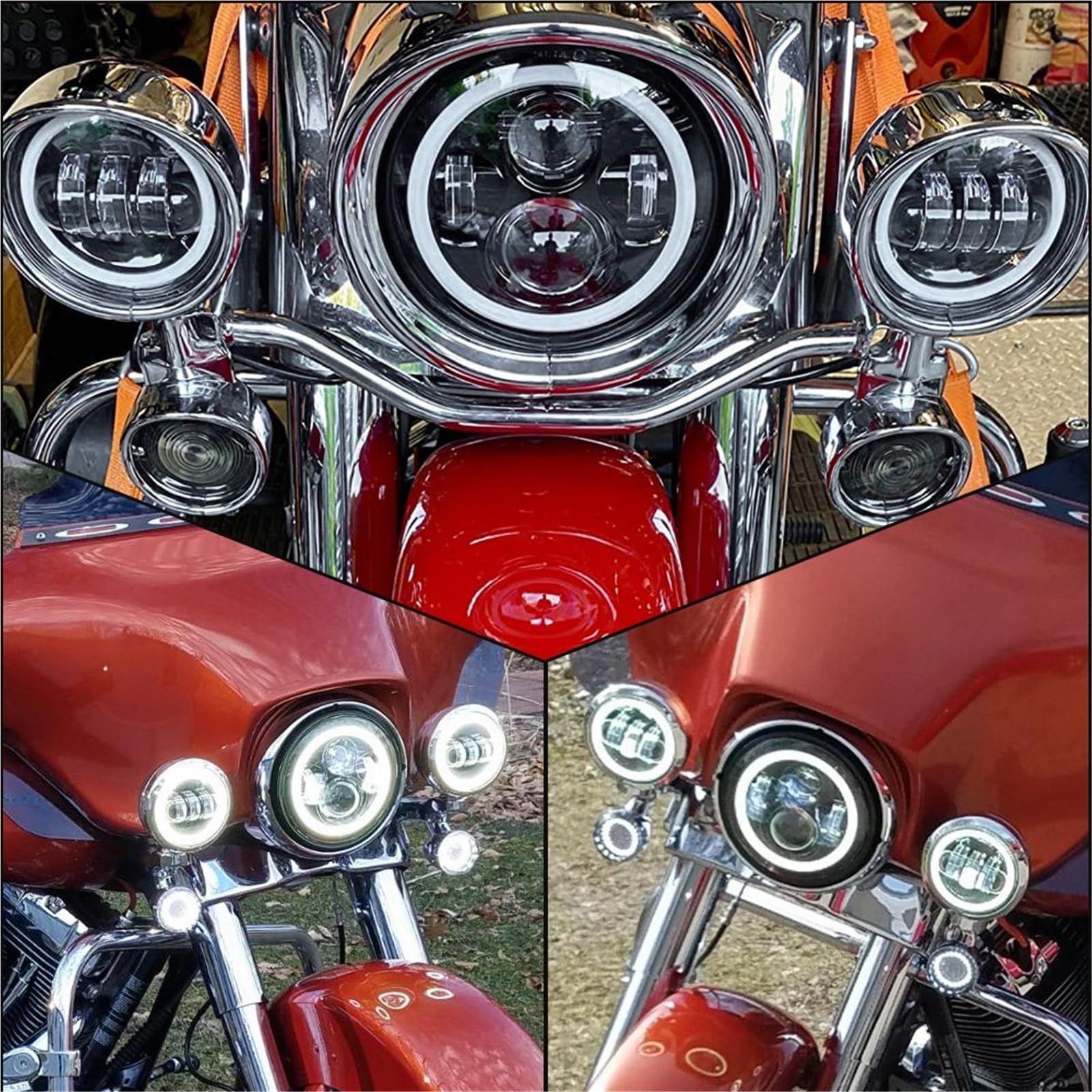 Faro Moto Fendinebbia Halo 4,5" Per Road King LED Fendinebbia | Luce ausiliaria fendinebbia a LED per moto 4,5 pollici per moto Classic per Road King Per fendinebbia a LED 4,5 pollici