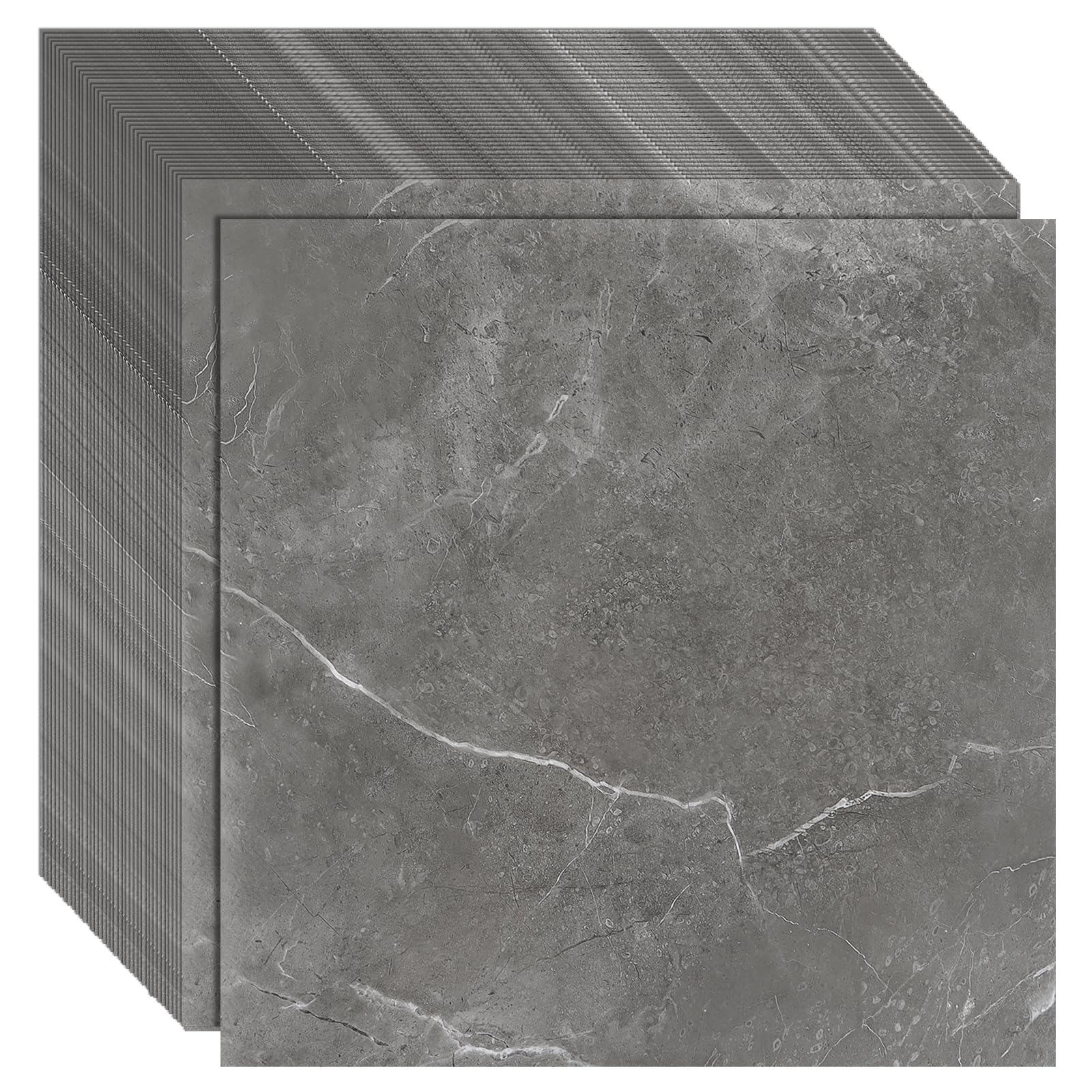 CYEER 40 Stück Vinylboden Selbstklebend 30x30 cm - Bodenfliesen in Grau Marmor Optik für Küche, Bad & Wohnbereich - PVC Bodenbelag Wasserabweisend & Robust - Deckung ca. 3,6 m²