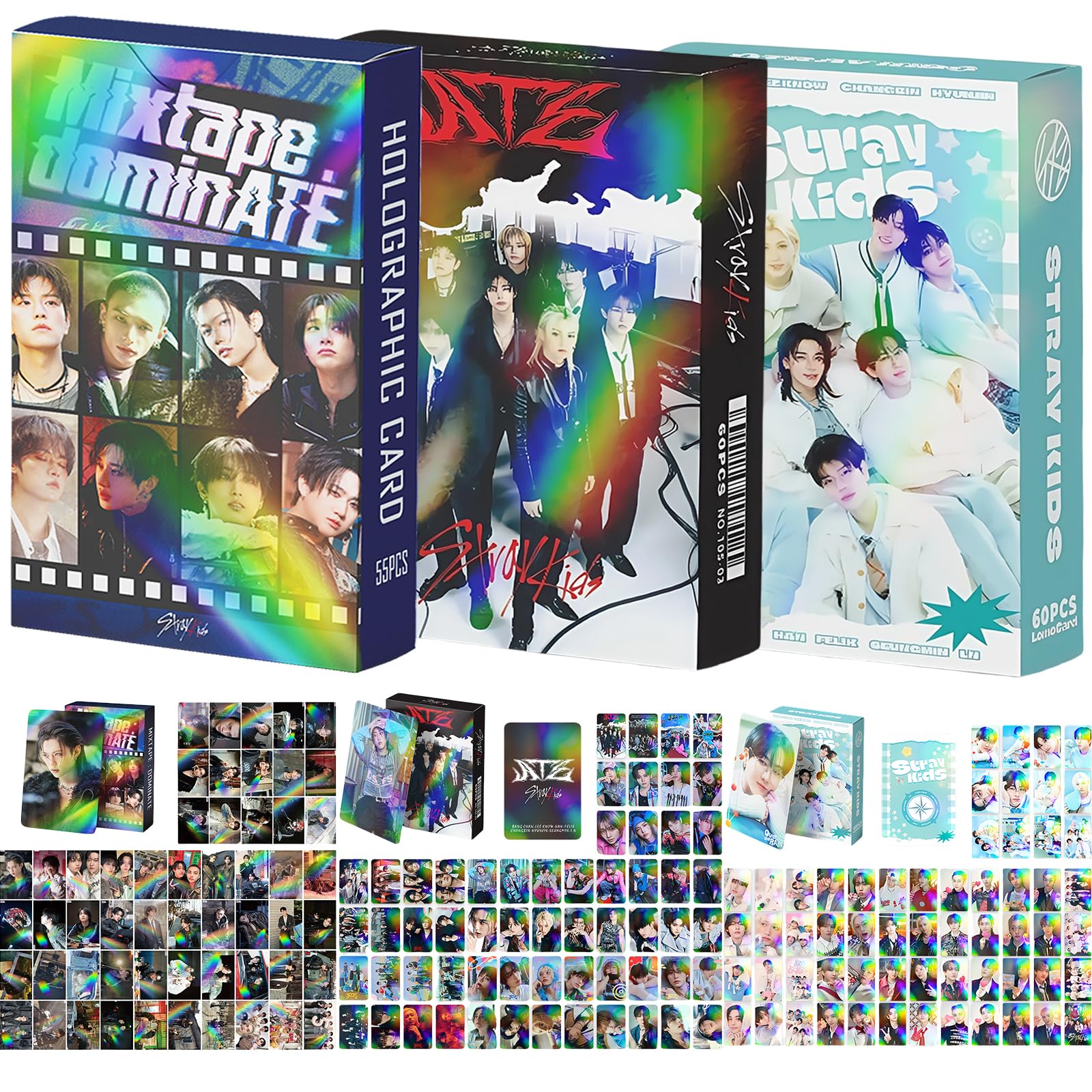 Set di 3/175 fotocard laser per bambini randagi Kpop Mixtape: Dominate Album Cards ATE Photocards Over The Rains Cartoline Straykids 2025 Saluti della stagione Stray Kids Merch regalo per soggiorno