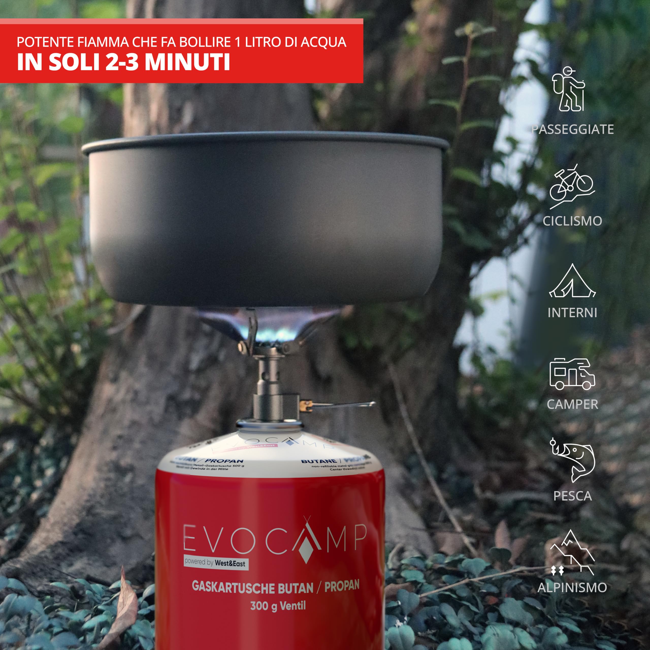 EVOCAMP Fornello Da Campeggio A Gas 3,2kW – Compatto Con Accensione Piezo E Supporto Bombola - 2
