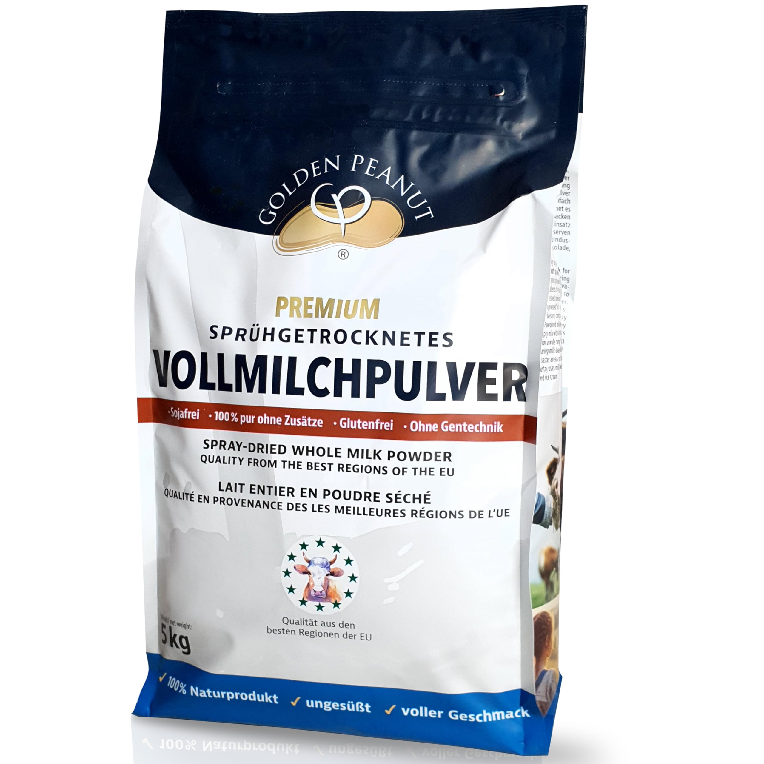 GOLDEN PEANUT Vollmilchpulver sprühgetrocknet 5 kg Milchpulver Backen Eiscreme Krisenvorrat