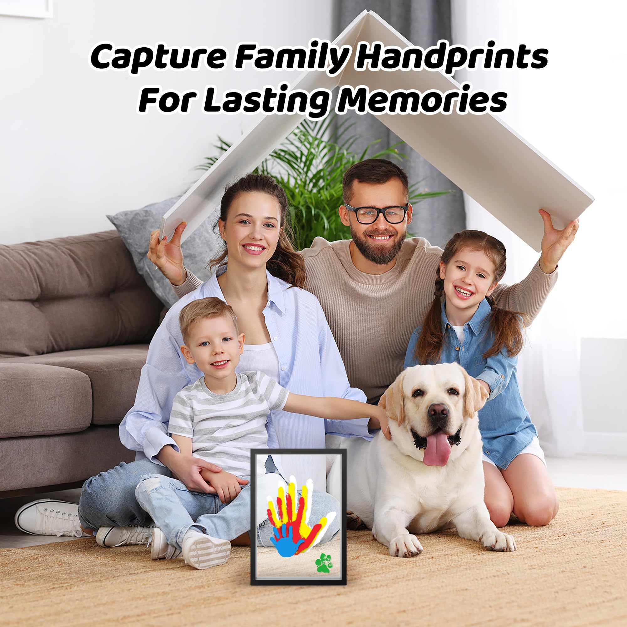 Omrhvi Kit de huellas de manos familiares, marco de recuerdo para manualidades, kits de impresión de mano de bebé, regalos familiares para nueva mamá, nuevos padres, abuelos, día del padre, día de la