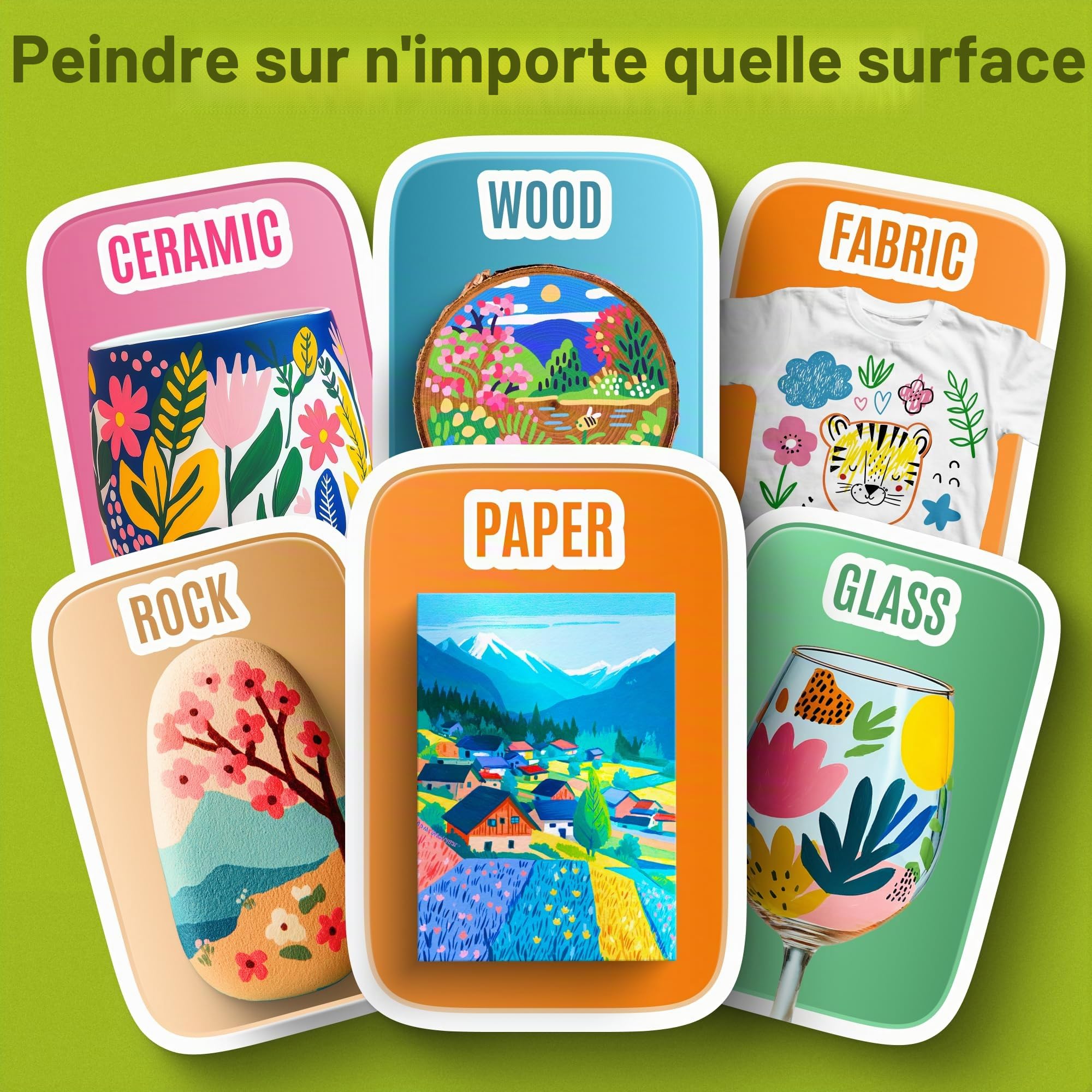 Artistro Lot de 72 marqueurs de peinture acrylique à double pointe pour tissu, toile, pierre, verre, bois, papier, bricolage (double pointe + fine)