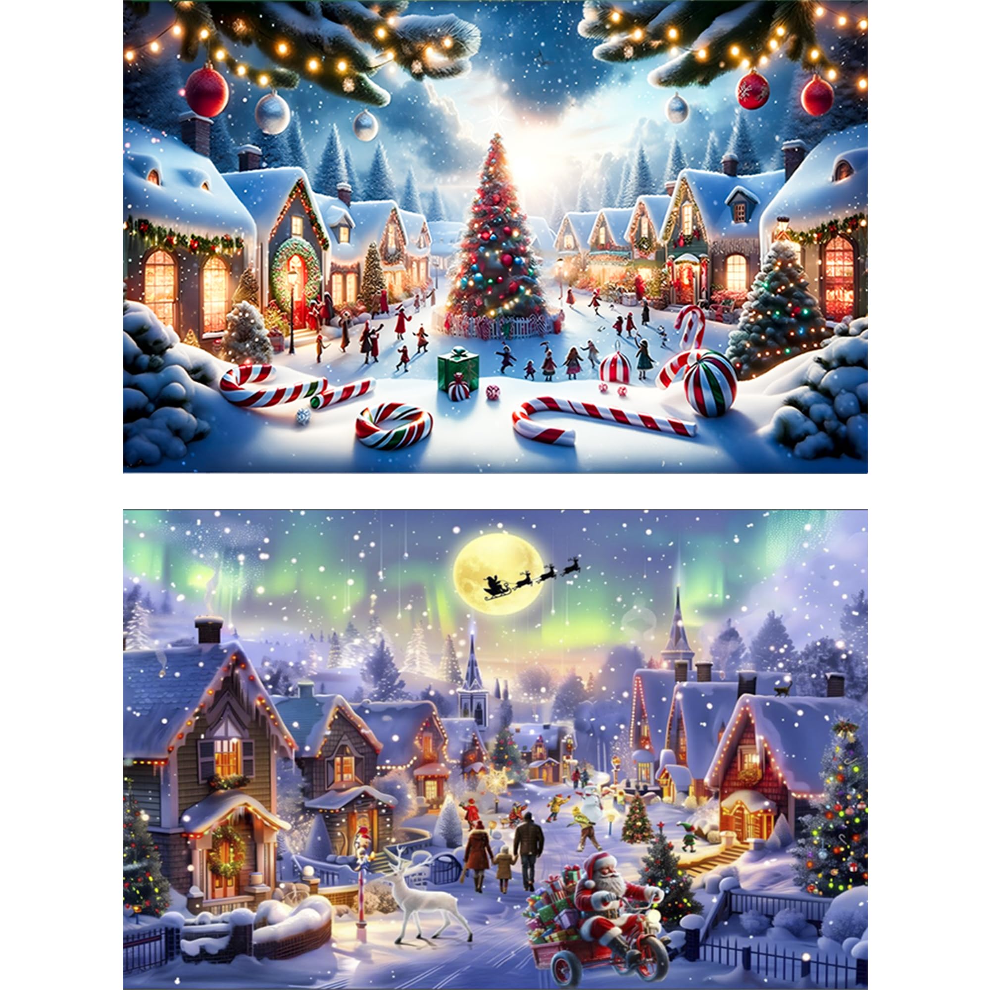 Kit Diamond Painting Noël 70x40 Cm - Tableau Diamants Paysage Hiver - Loisir Créatif Adulte/enfant