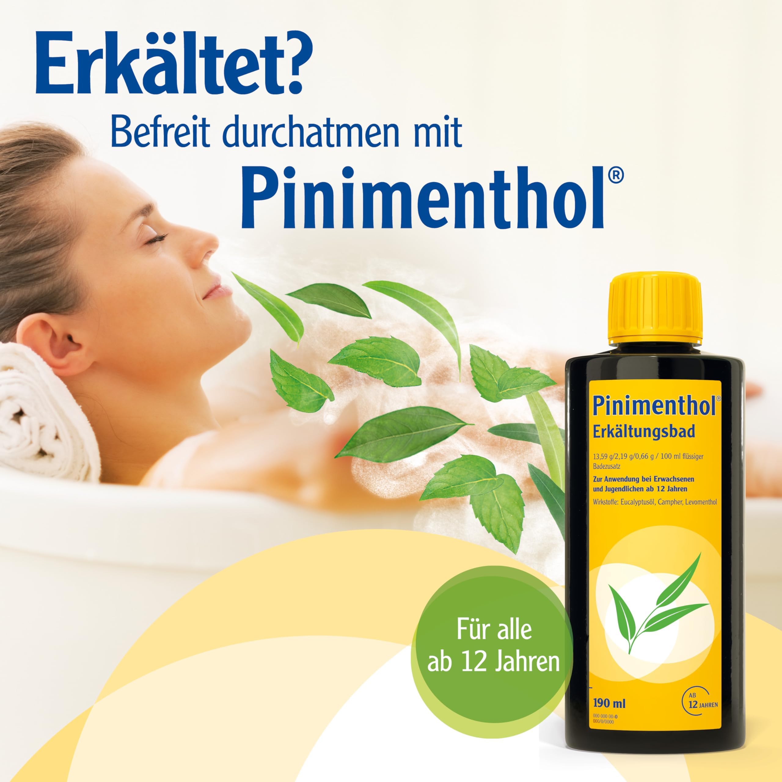 Pinimenthol Erkältungsbad | 2 x 1000 ml | Badezusatz mit ätherischen Ölen | Eucalyptusöl, Menthol & Campher wirken befreiend bei Erkältung | Erkältungsbad für alle ab 12 Jahren | Löst Schleim & lindert Husten mit Eucalyptusöl, Levomenthol & Campher, befre