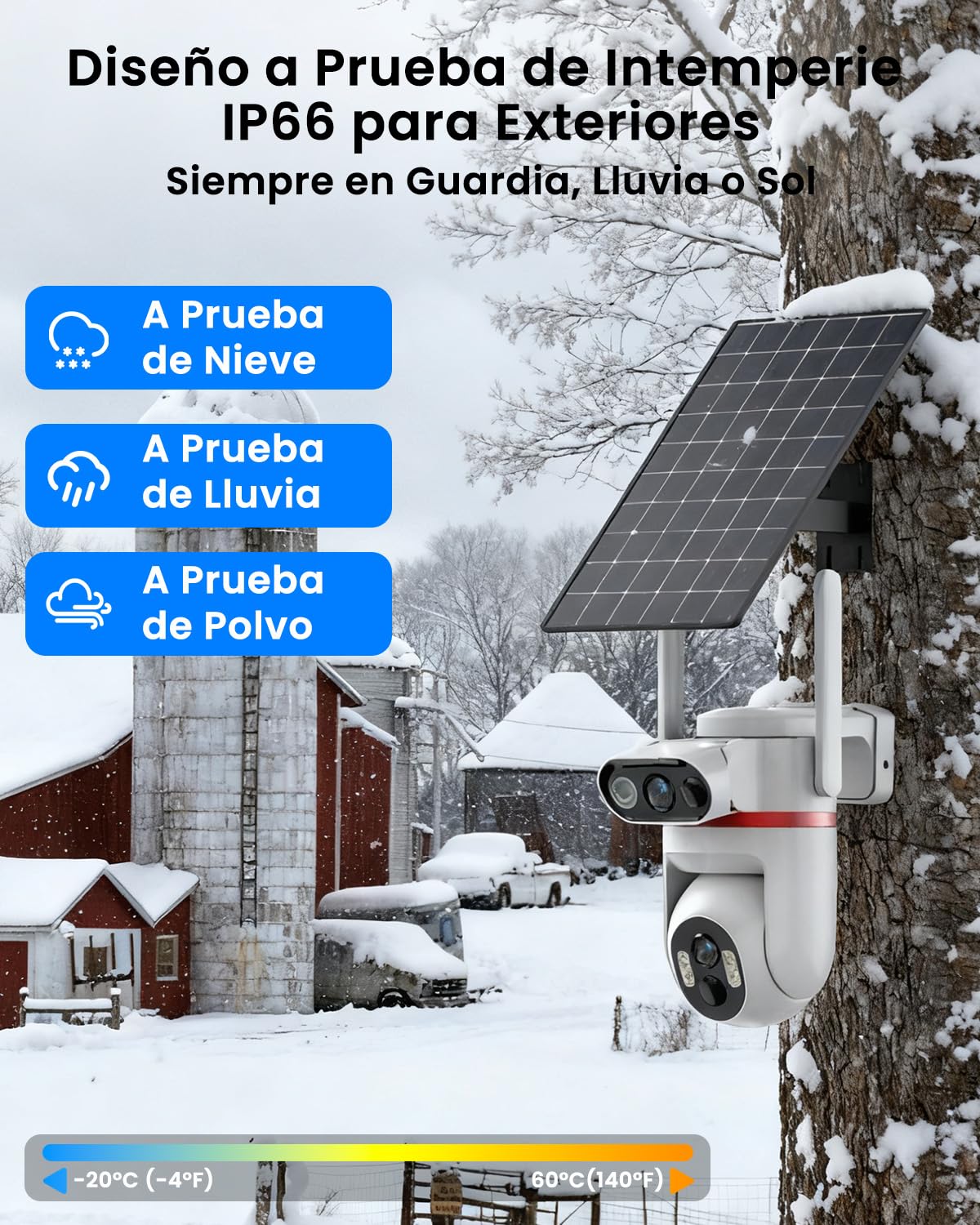 UCOCARE Doble 4MP Camara Vigilancia SIM Exterior Solar, 24/7 Grabación AOV | Doble Lente Camera 4G Solar 8W & Batería 15800mAh, 360° Seguimiento Automático, Detección IA, Visión Nocturna Color, IP66