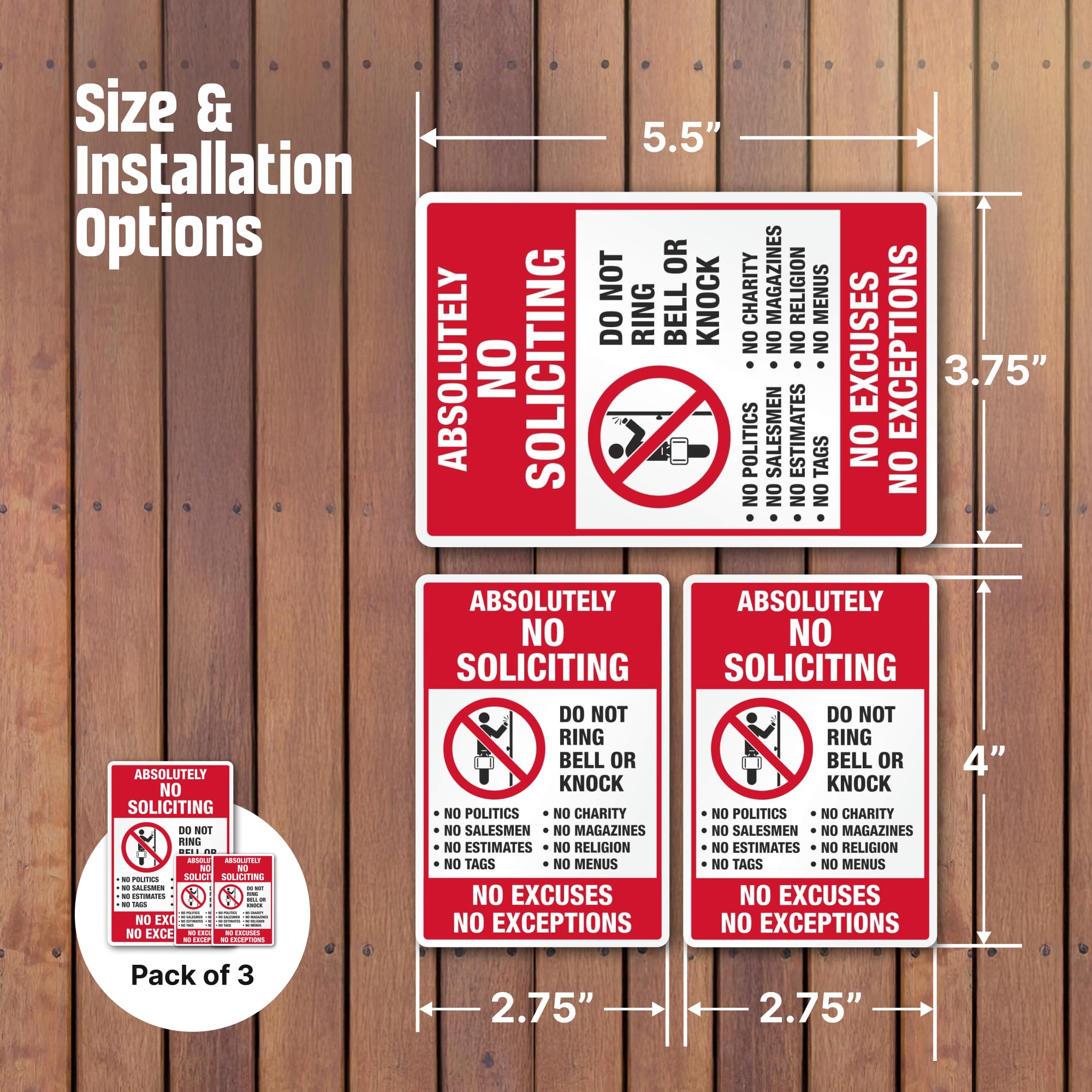 Exceptions Sticker Snapklik.com : Absolutely No Soliciting Stickers, No Excuses No ...