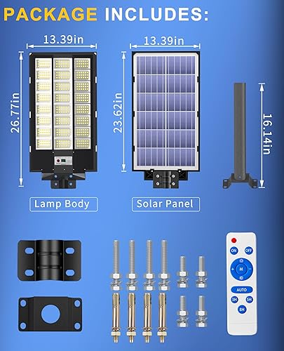 Miniatura 7 de JAYNLT Y-9500W - Luces solares de calle al aire libre, 6500K luces de estacionamiento de lúmenes más altos, impermeables Duks to Dawn Lámparas de