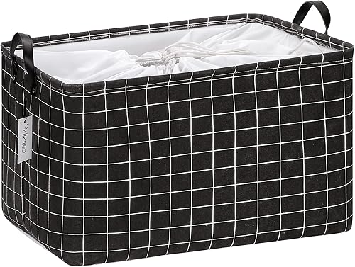 Hinwo Cesta de almacenamiento de tela de lona extragrande con asas, contenedor de gran tamaño de 70 litros18.5 galones, caja de almacenamiento