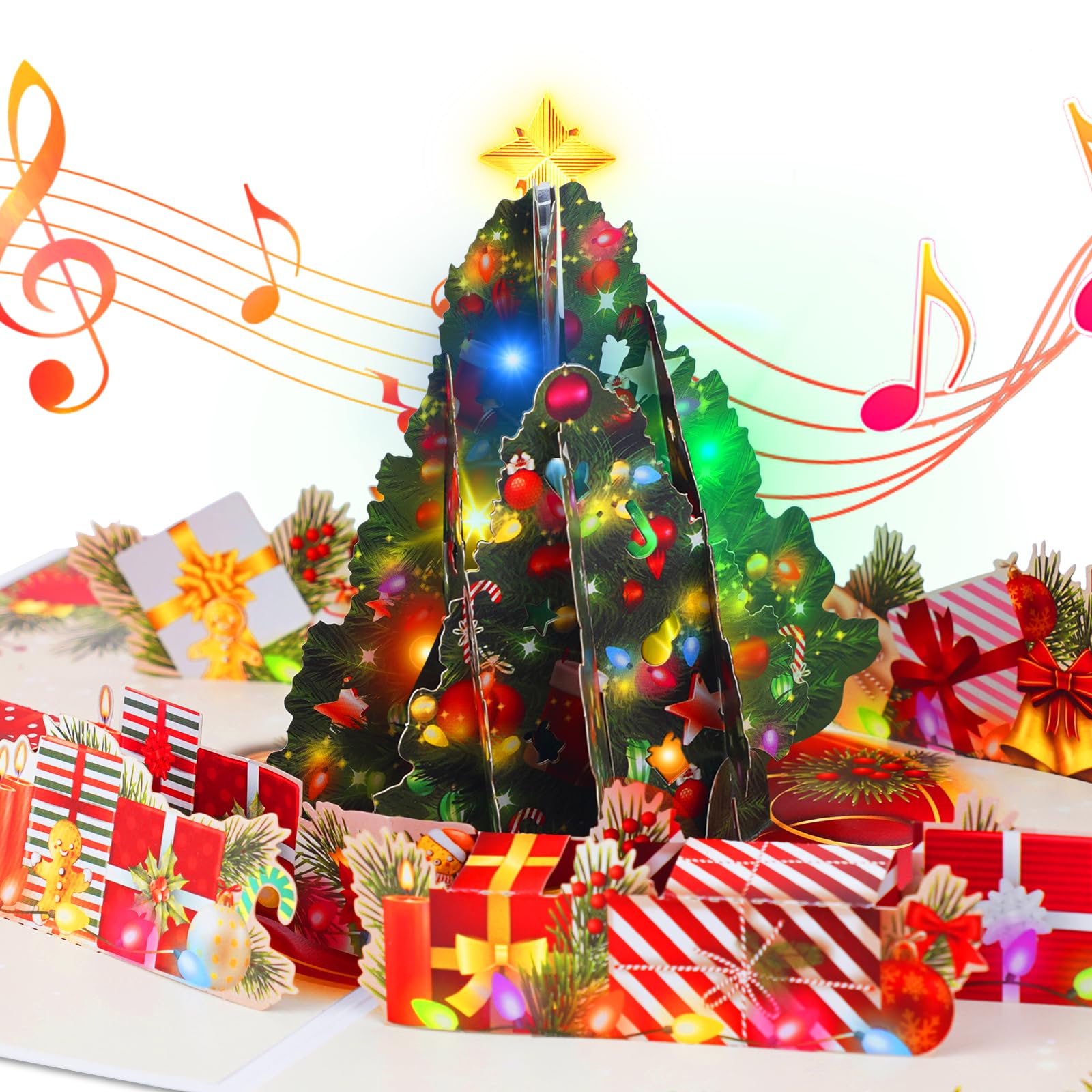 Amazon.com : MZD8391 Pop Up Christmas Cards with Music & Lights, 3D ...