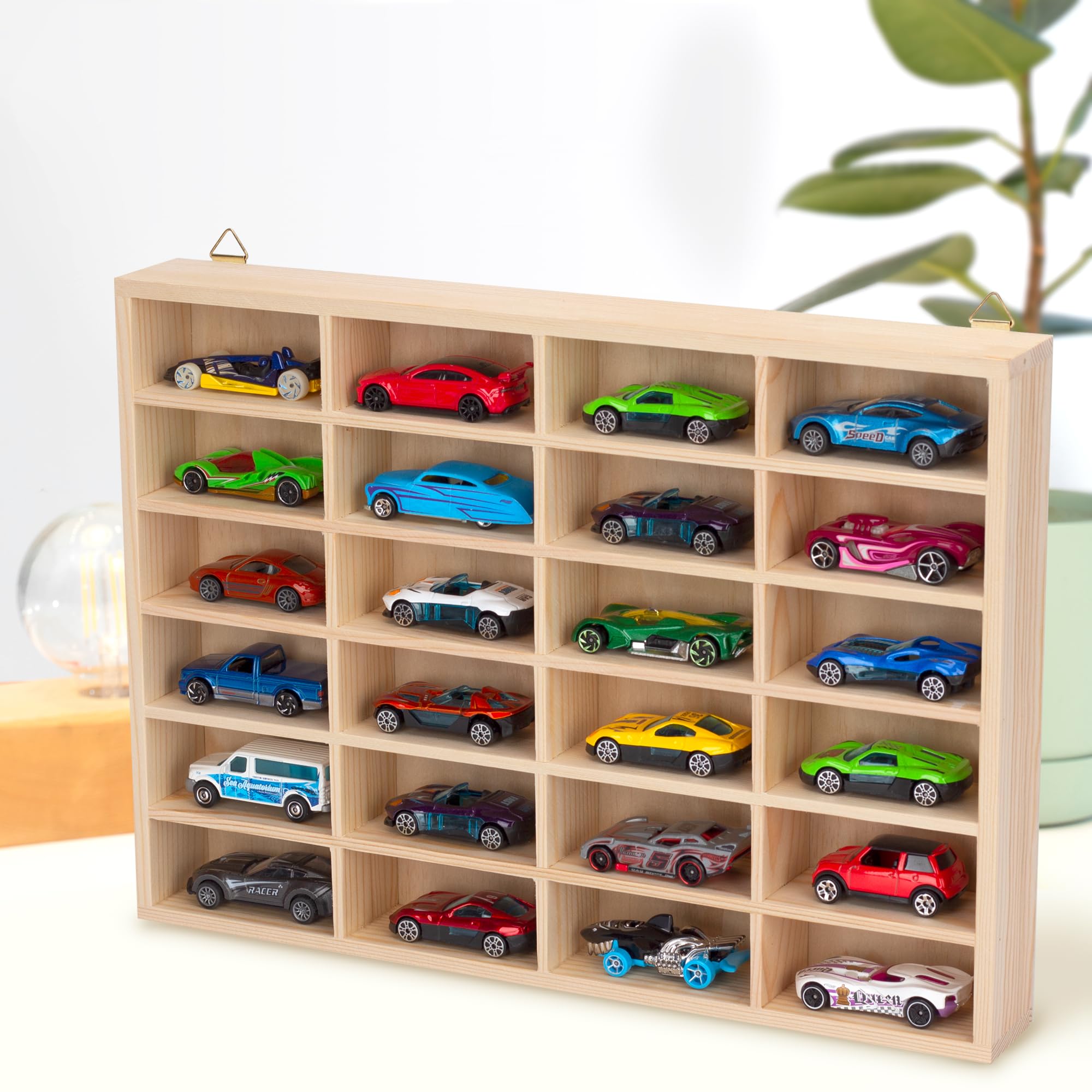 KISLANE Stylish Wooden Toy Cars Display Case, Wall-Mountable