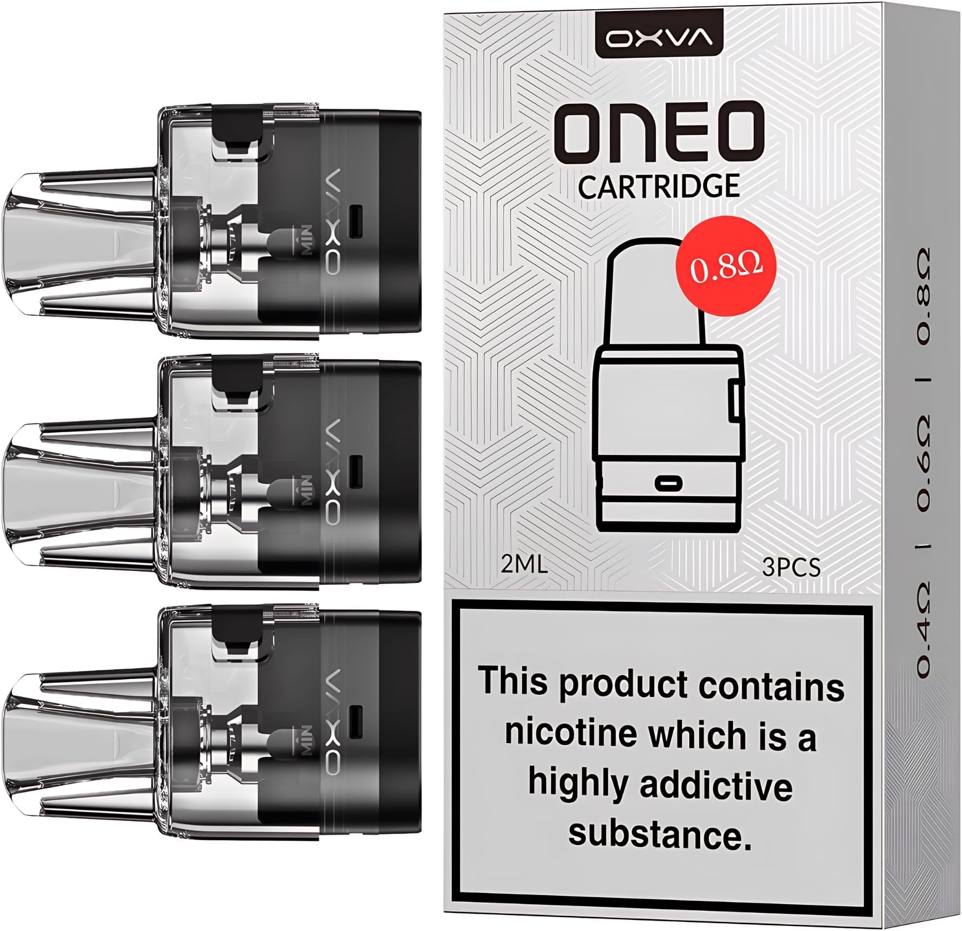 OXVA Oneo Pod [0.8ohm | 14-18W] 3 Pack - MTL & DTL Vaping, Adjustable Airflow, Side Filling, Rich Flavour, Leakproof Design, 2ml Cartridge, No Nicotine