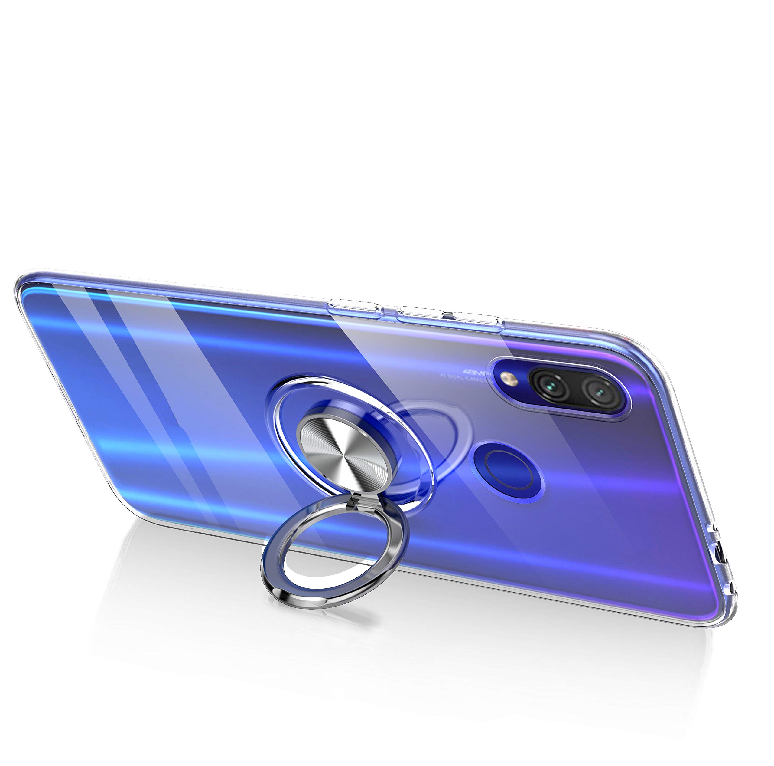 SORAKA Cover Trasparente Per Huawei P20 Con Supporto Ad Anello E Piastra Metallica Per Supporto Magnetico Auto
