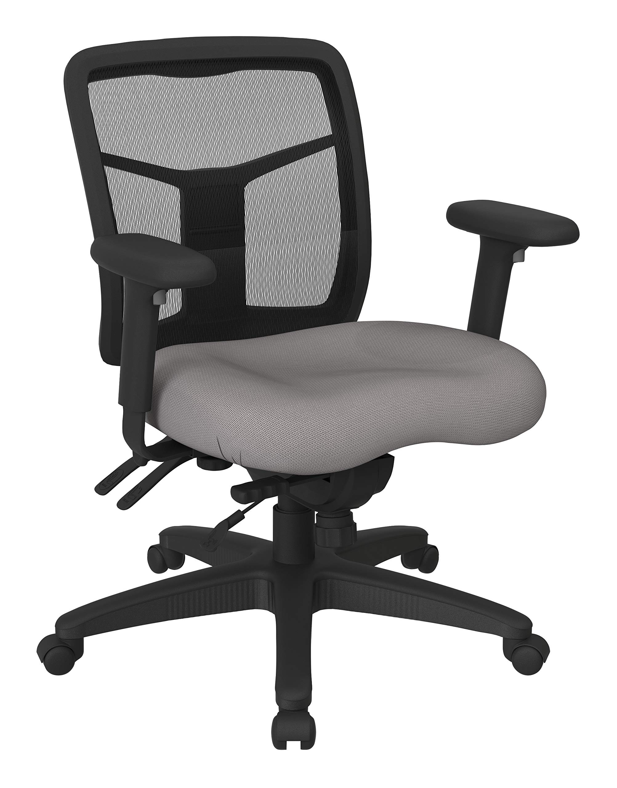 Office Star ProGrid Breathable Mesh Manager's Office Chair with Adjustable Seat Height, Multi-Function Tilt Control and Seat Slider, Mid Back, Steel Gray Fabric