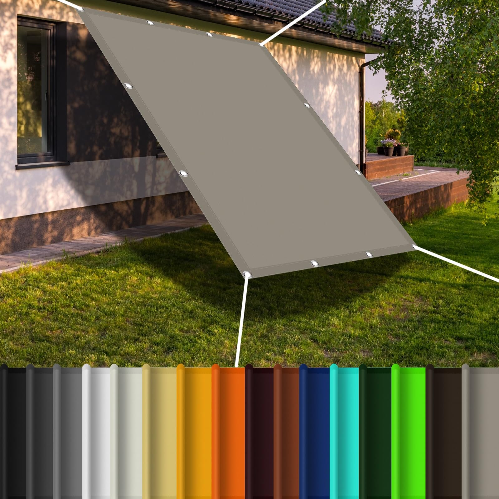 Sonnensegel 3 x 10 m mit Ösen Und Befestigungsseile Rechter Winkel Sonnensegel im Viele Größe Und Farben für Garten Terrasse Balkon Sonnenschutz Glasdach, Khaki