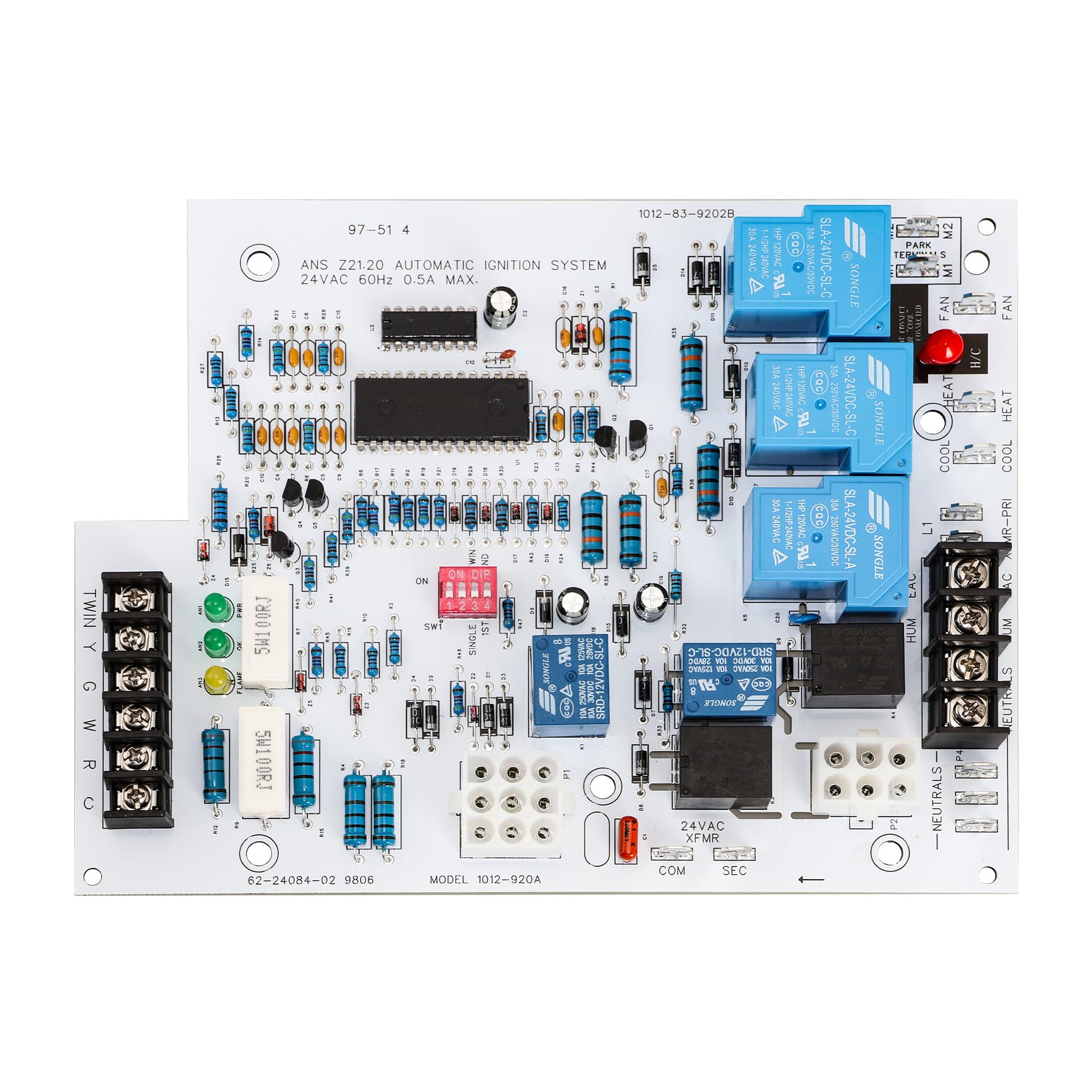 Photo 1 of 1012-920A Furnace Electronic Control Board Compatible with Rheem Ruud Replacement For 62-24084-01 62-24084-02 62-24084 62-24140-04