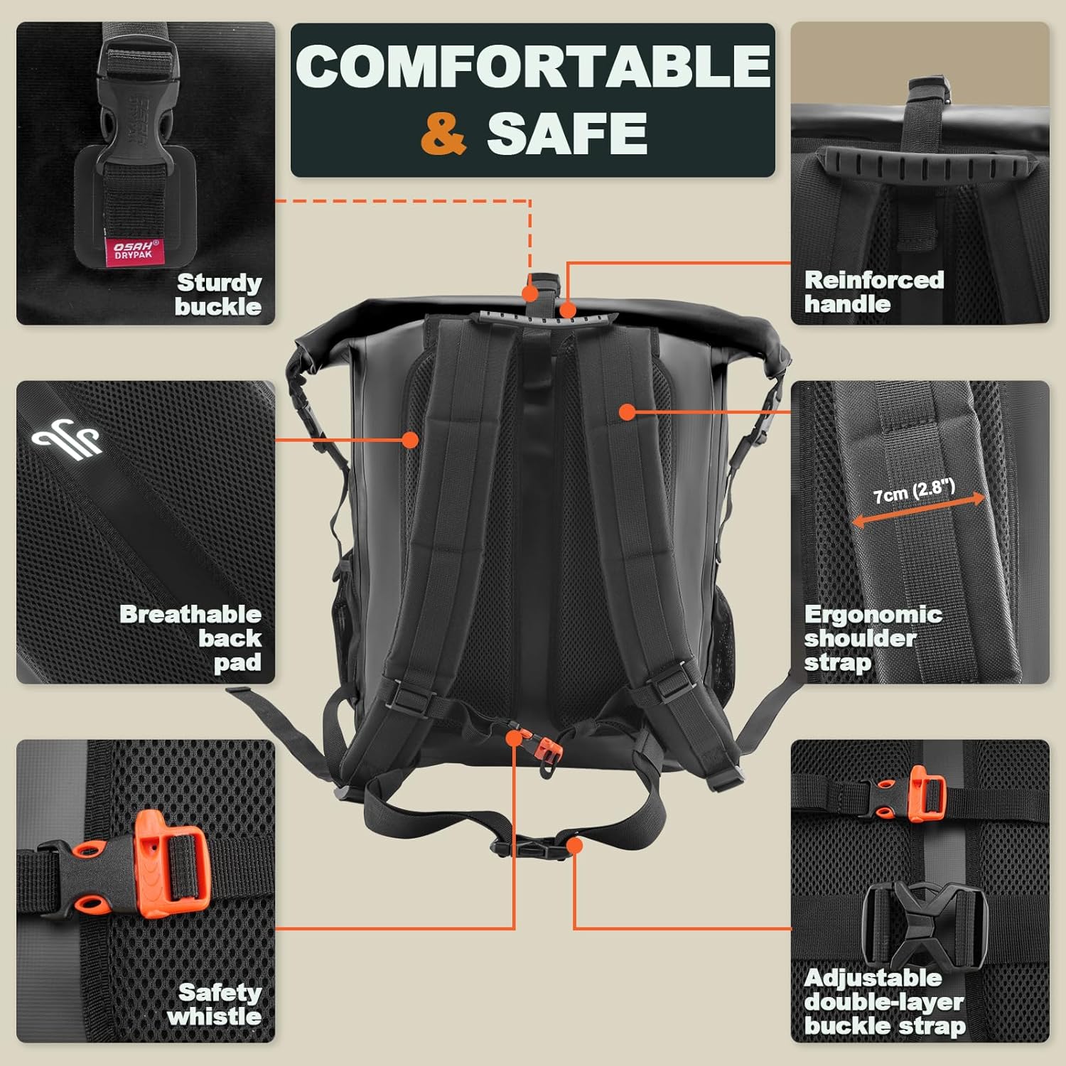 Waterproof Backpack Dry Bag 35L/55L/85L – Heavy Duty Roll-Top Hiking Backpack for Travel, Kayaking, Boating, Camping, Rafting and Fishing - Image 4