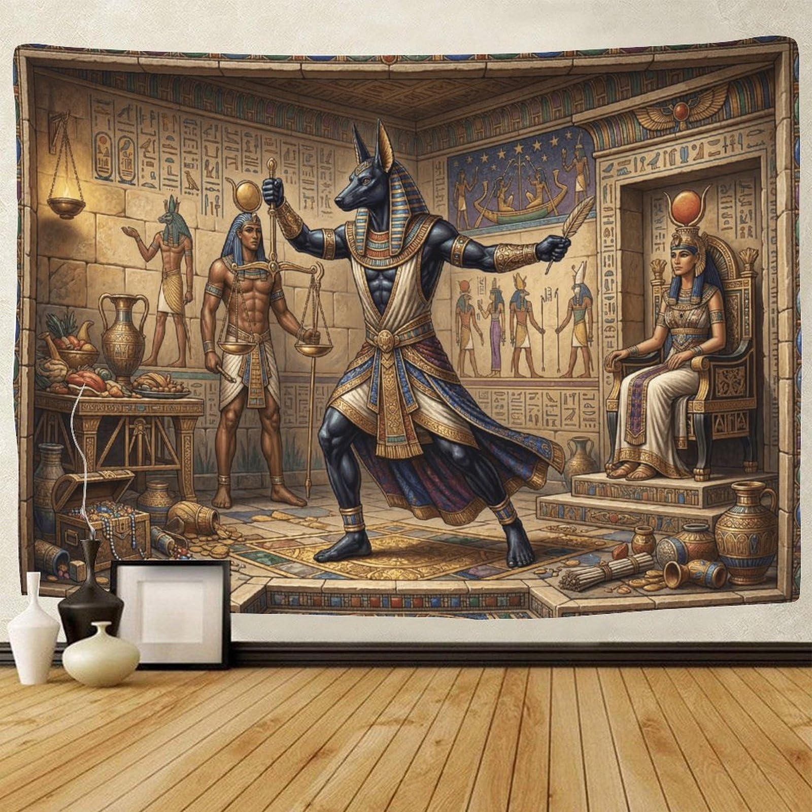 GPMNBCXZK Egyptian Anubis Wall Tapestry Ancient Pharaoh Bedroom Home Decor 3D Printed Living Room Wall Art 100cmx150cm