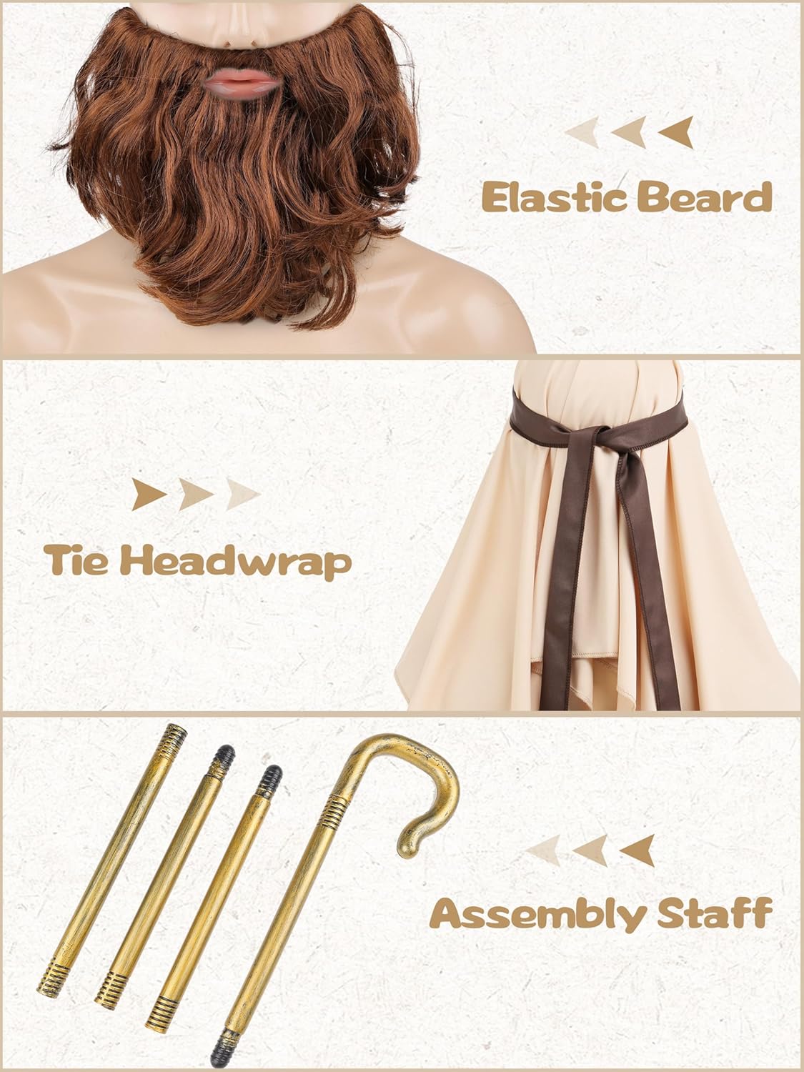 AOTHSO Boys Shepherd Costume Kids Saint Joseph Robe Biblical Outfits for Easter Halloween Christmas Nativity Play - Image 3