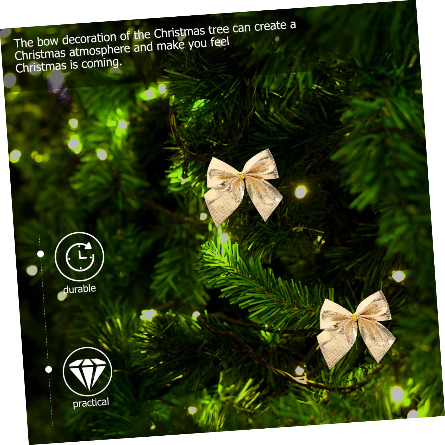 PRETYZOOM 480 Piezas Lazo de Navidad Decoraciones navideñas Christmas Tree Decorations Lazo de para Guirnalda de Lazos Dorados para arbol de Navidad decoración Golden