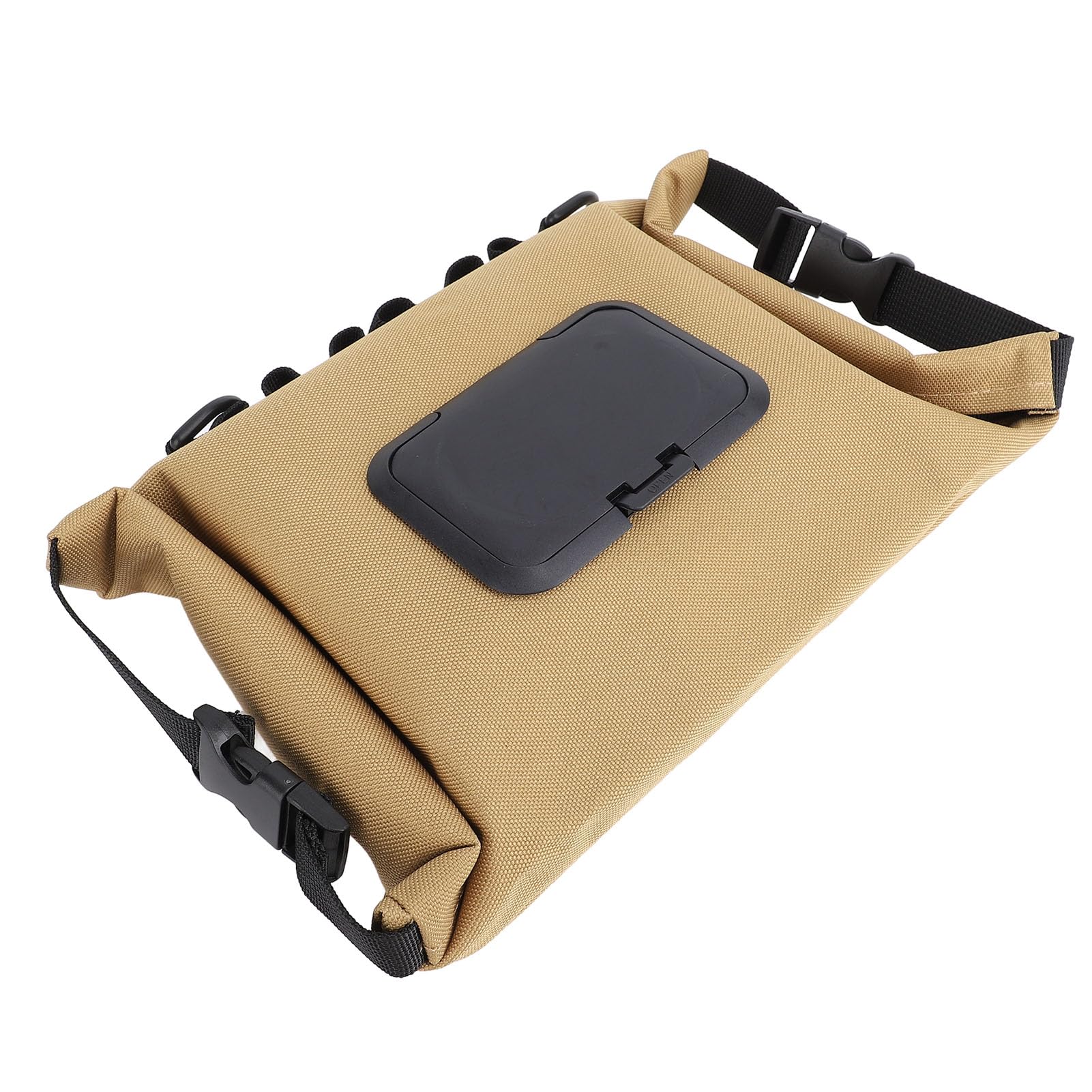 Acouto Camping Wipes Dispenser, Canvas Portable Pouch for Outdoor, Large Capacity Wet Wipe Holder for Travel, Office and Car Use (Light Tan)