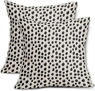 Polka Dot Pillow Covers 18x18 Set of 2 Black Cream Throw Pillows Boho De...