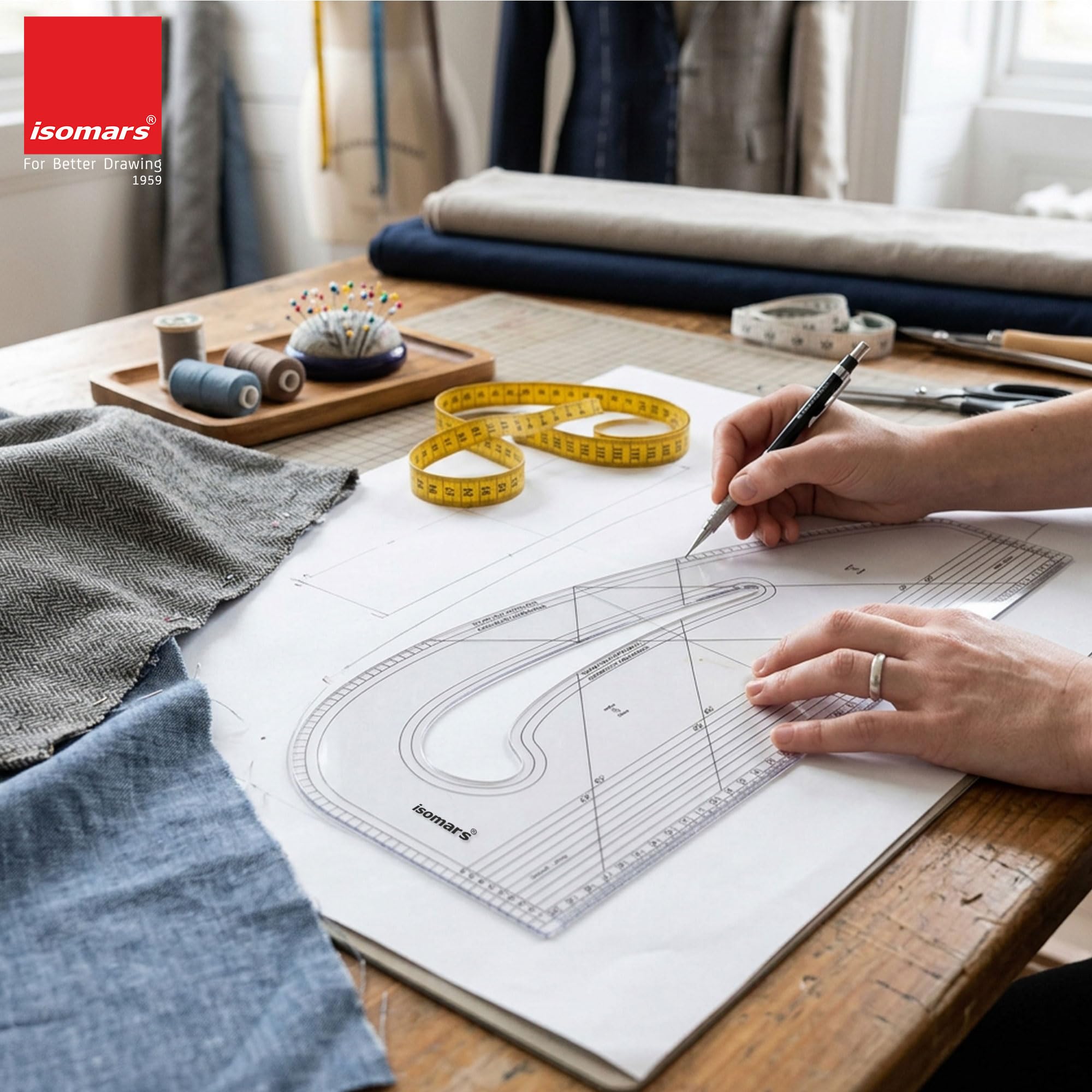 Isomars Fashion Designing Kit (Set of 4) | Quilting/Tailoring Ruler & Tools for Fashion Designing | Armhole/Armcurve | Pattern Master/Pattern Maker | Seam Ripper & Tracing Wheel Set 1