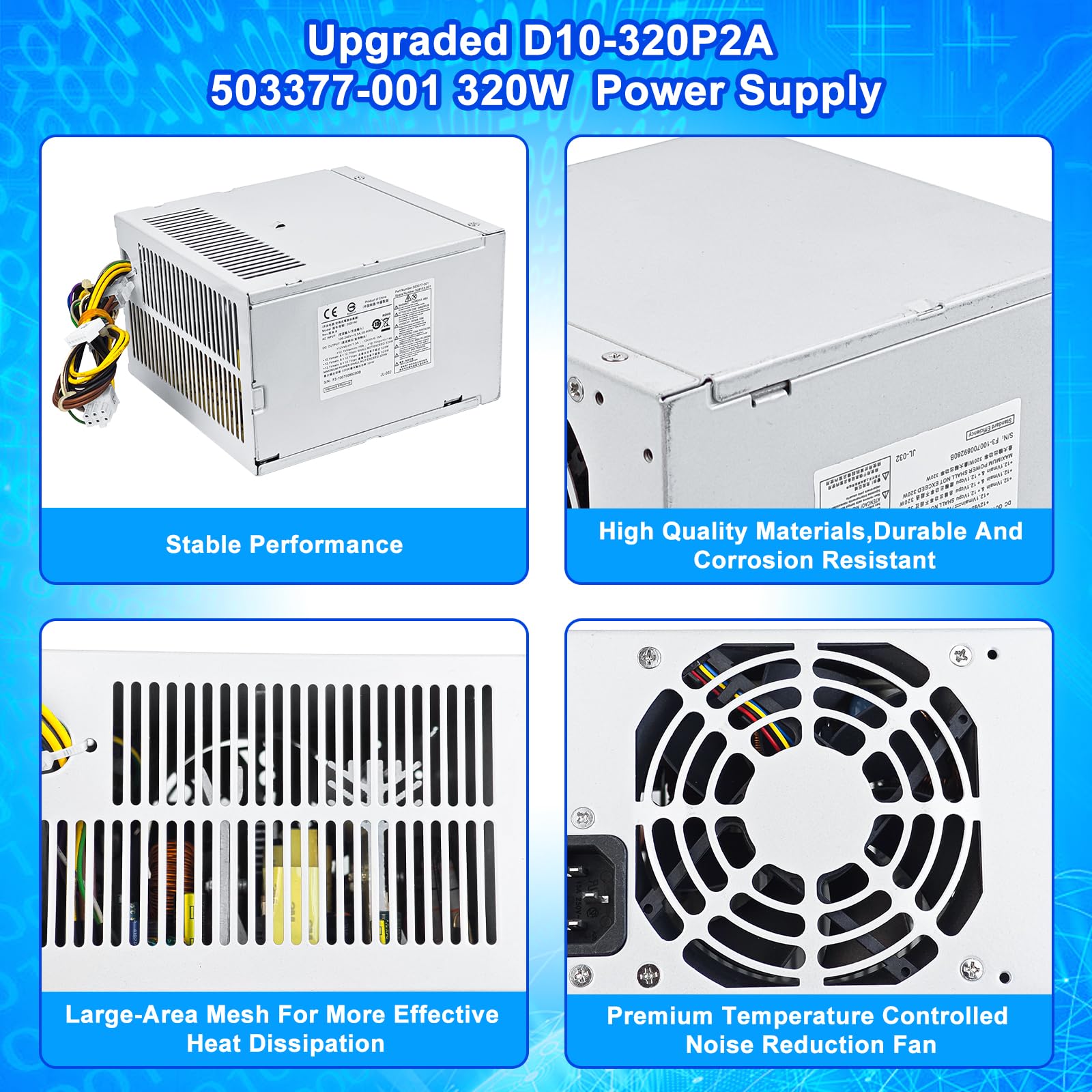 320W Power Supply For HP MT 6000-8300 & Z200 Workstations - D10-320P2A Compatible