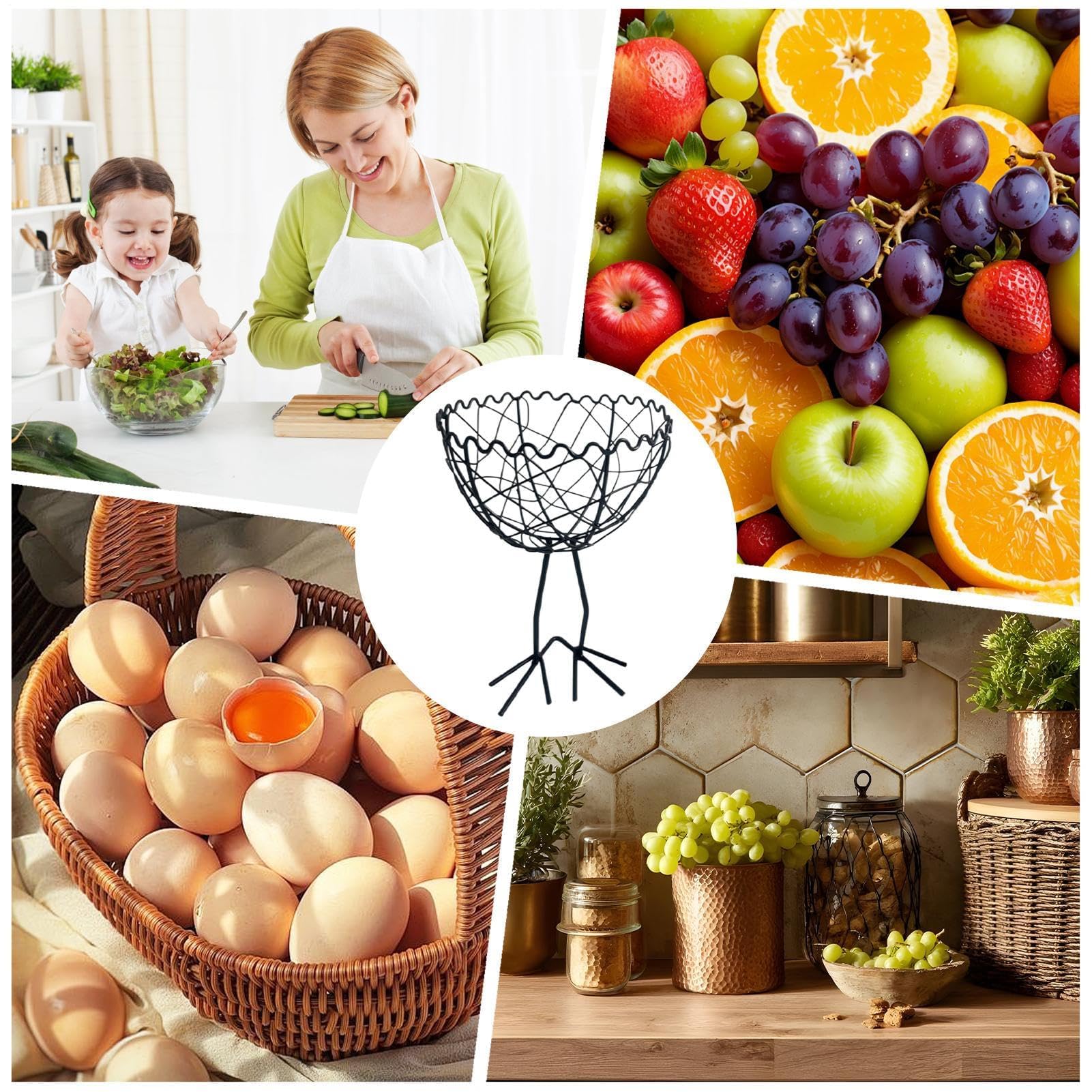 MRKU Cesta de Almacenamiento para Cocina, huevera, frutero para Comedor (Adultos)
