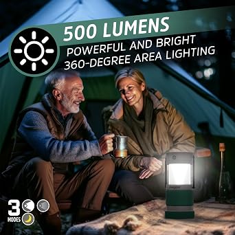 Energizer S-500 Hybrid Power Camping Lantern, Solar, Rechargeable, or AA Battery Powered, IPX4 Water Resistant Bright LED Lantern