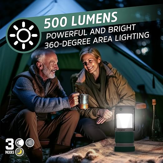 Energizer S-500 Hybrid Power Camping Lantern, Solar, Rechargeable, or AA Battery Powered