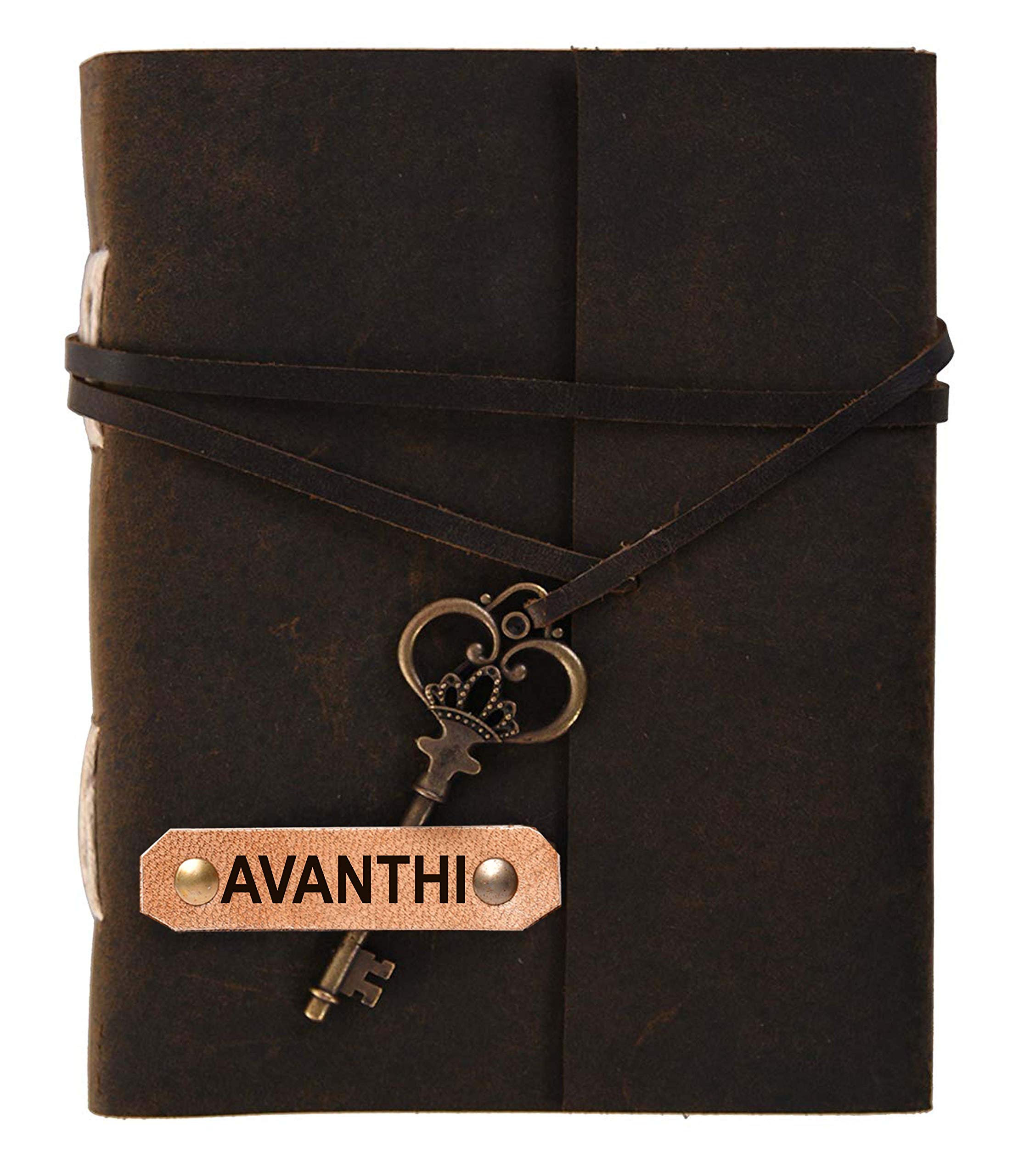RJKART AVANTHI Wytłaczany zamek na klucz, skórzany pamiętnik, A5, notatnik, pamiętniki (brązowy, 13 x 18 cm) [kuchnia]