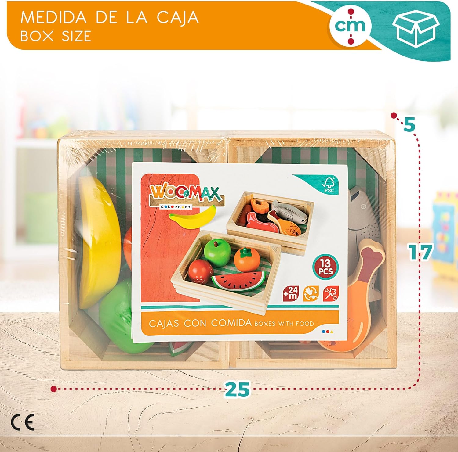 WOOMAX- Set of 2 Wooden Meal Boxes (Colorbaby 46471)