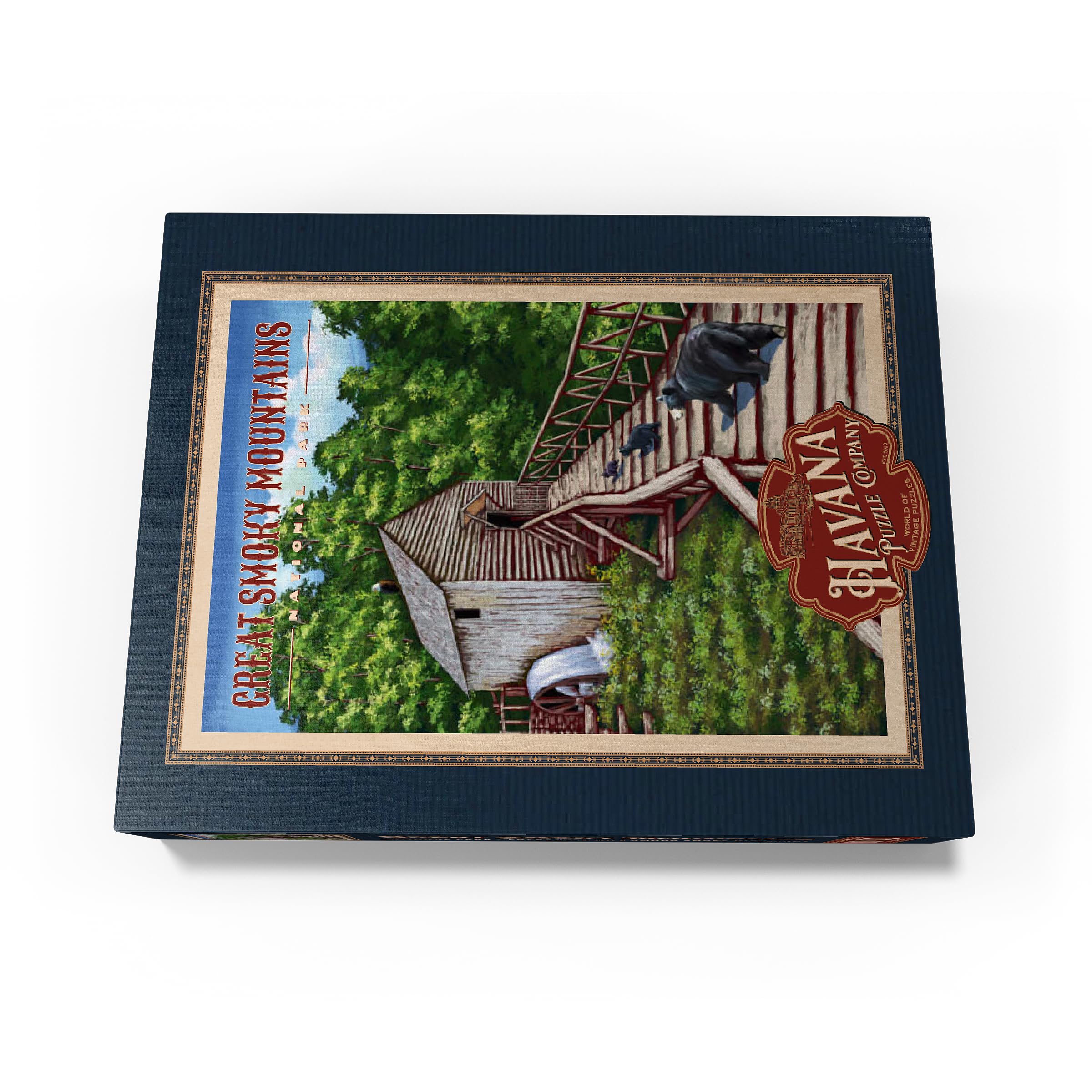 Great Smoky Mountains National Park – Enchanted Mill Among Smoky Highlands, poster da viaggio vintage – Puzzle da 1000 pezzi per adulti