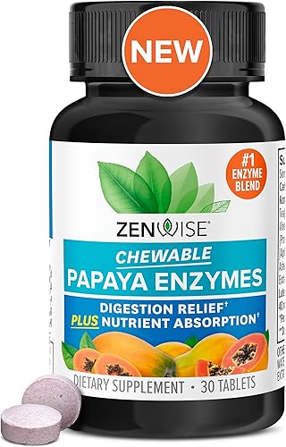 Zenwise Health Enzimas digestivas de papaya con bromelina para la salud digestiva y alivio de la hinchazón para mujeres y hombres, enzimas