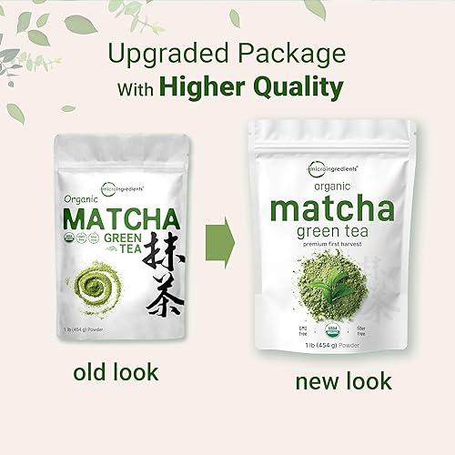 Miniatura 3 de Micro Ingredients Polvo de té verde matcha orgánico, 1 libra, primera cosecha, grado culinario de Japón, 100% puro y sin sabor, ideal para té, café