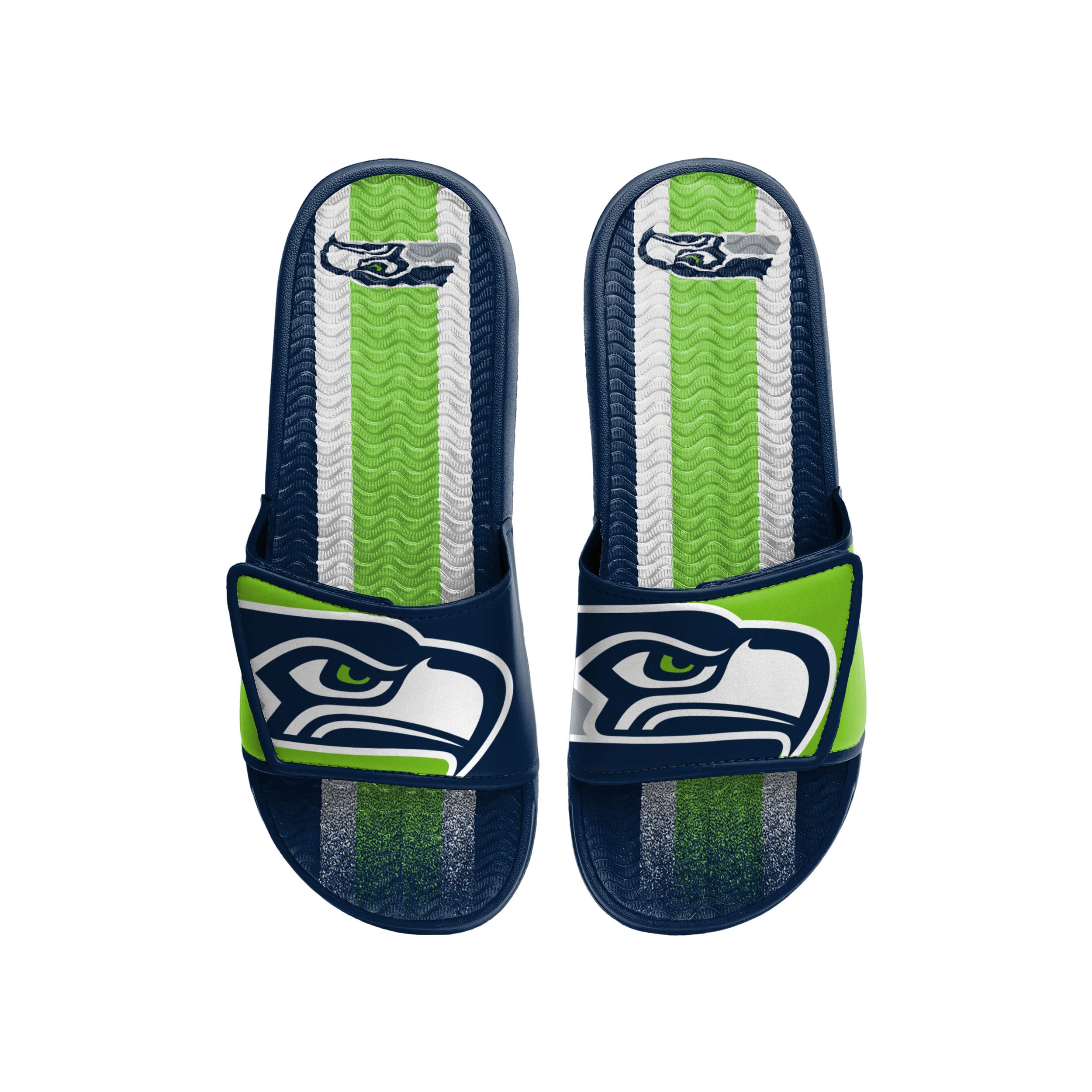 FOCO Seattle Seahawks NFL Mens Team Stripe Gel Slide - S