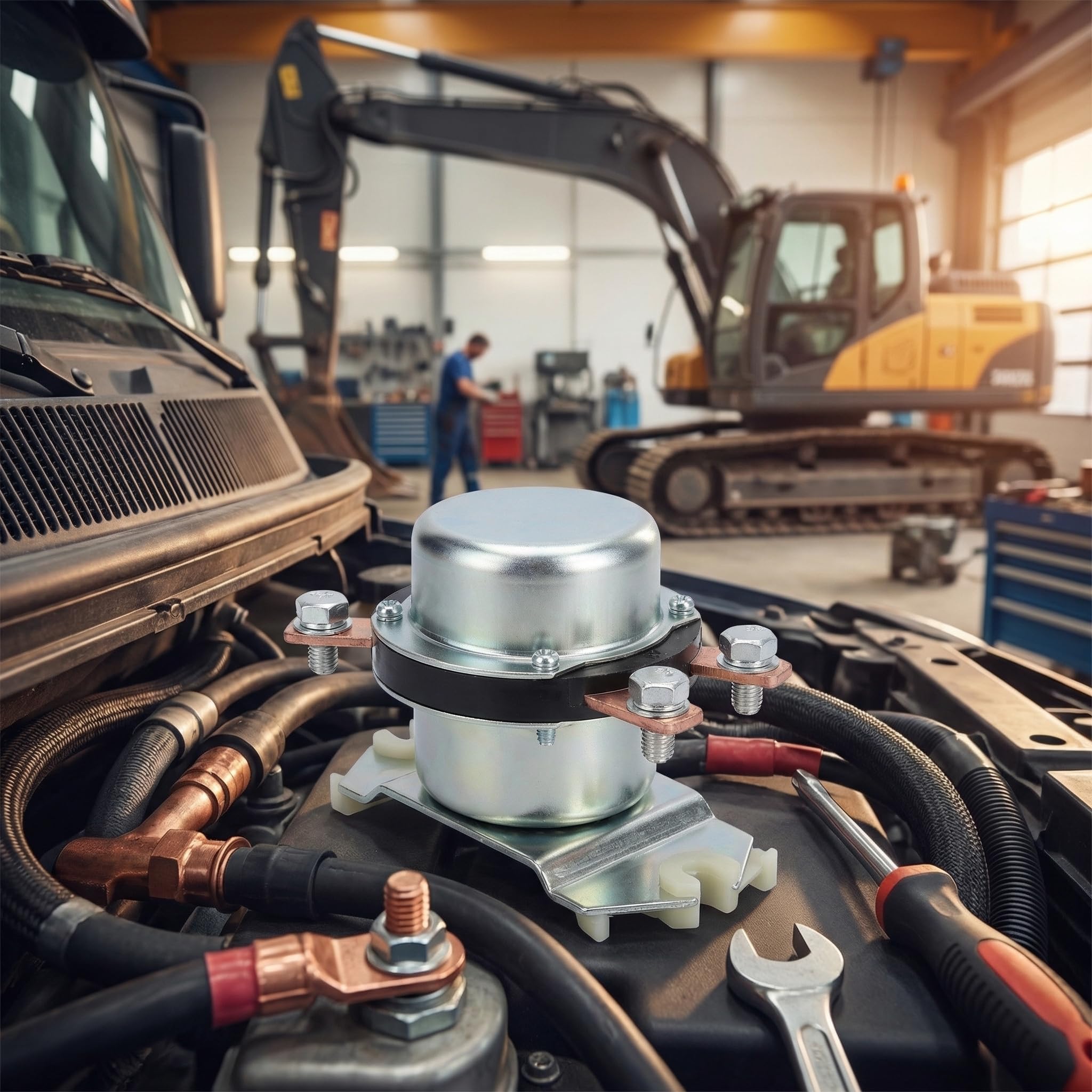Interruttore Staccabatteria per Auto, Interruttore Staccabatteria con Telecomando 300A per Veicoli Cantiere con Caricatore Automatico, Argento, Interruttori Batteria