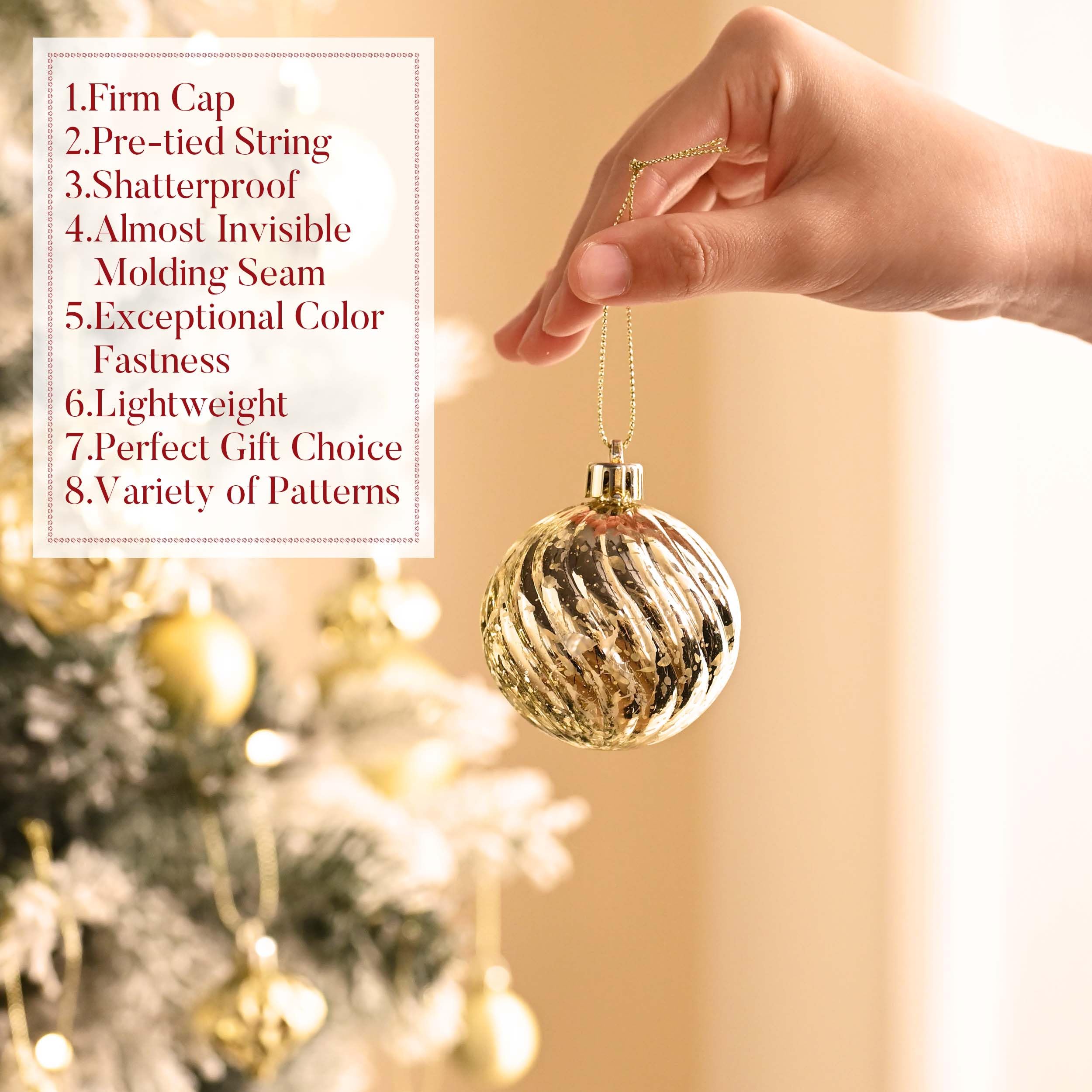 Valery Madelyn Lot de 100 boules de Noël avec paquet cadeau - Décoration de sapin de Noël avec crochet - Thème doré