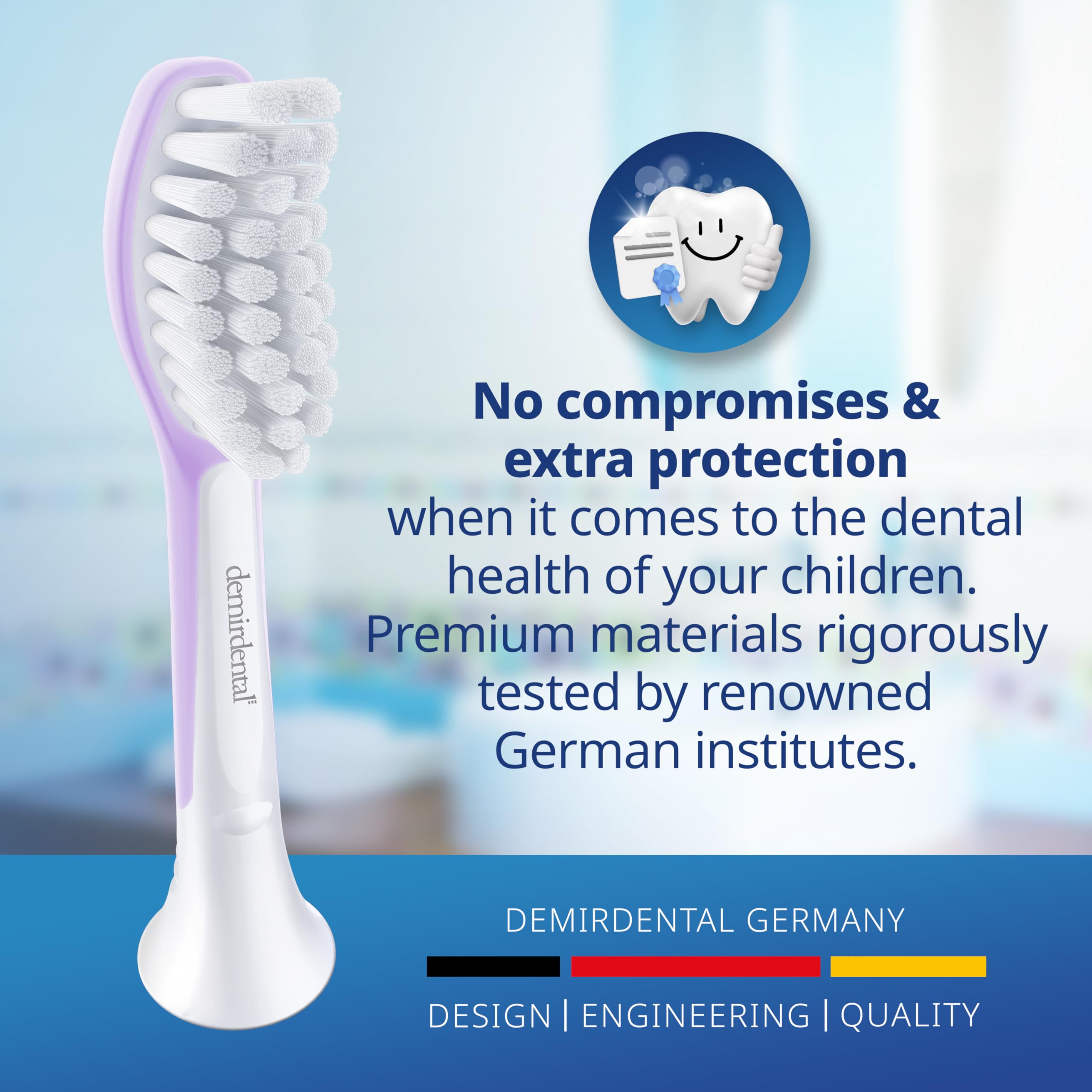 demirdental Testine di ricambio per spazzolino da denti per bambini, compatibili con Philips Sonicare Kids, testine di ricambio Sensitive dai 7 ai 10 anni, lilla, sostituiscono HX6048-confezione da 8